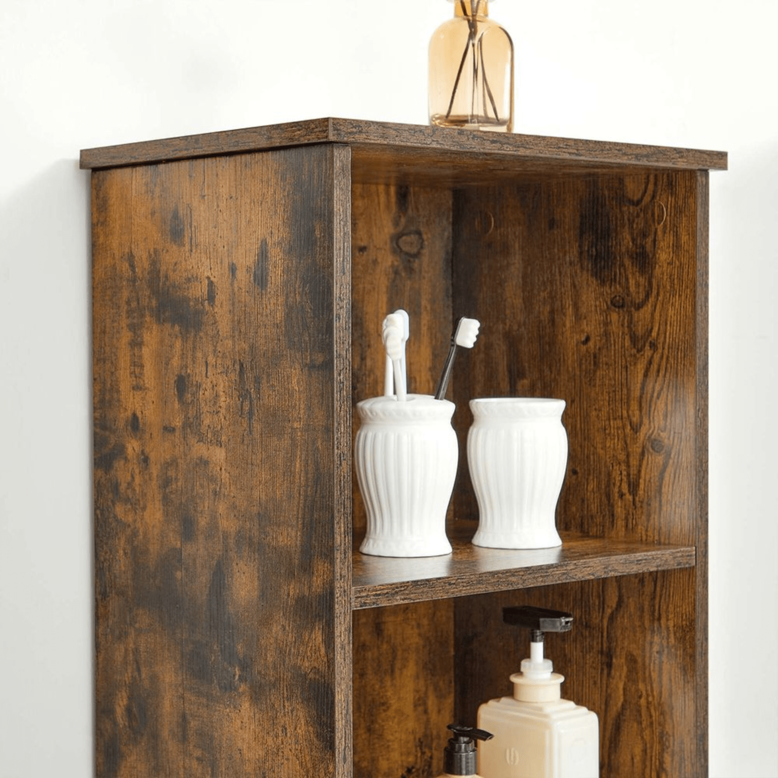 Tall Bathroom Cabinet Storage Unit Rustic Slim Tallboy Cupboard Door Shelves NEW - Home and Garden Furniture Shop - rustic - furniture