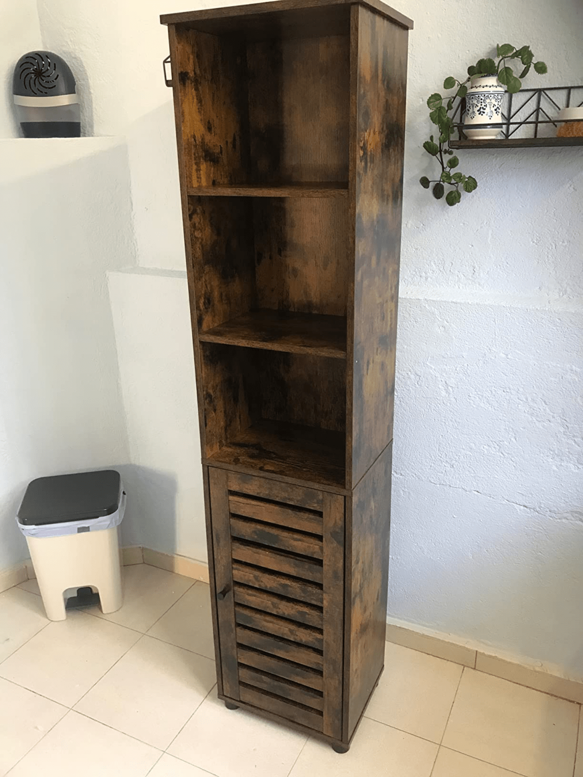 Tall Bathroom Cabinet Storage Unit Rustic Slim Tallboy Cupboard Door Shelves NEW - Home and Garden Furniture Shop - rustic - furniture