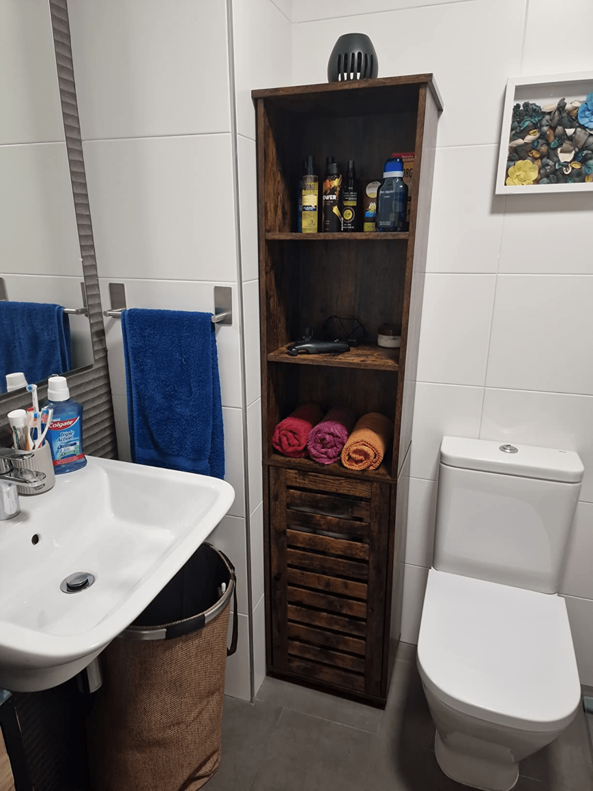 Tall Bathroom Cabinet Storage Unit Rustic Slim Tallboy Cupboard Door Shelves NEW - Home and Garden Furniture Shop - rustic - furniture