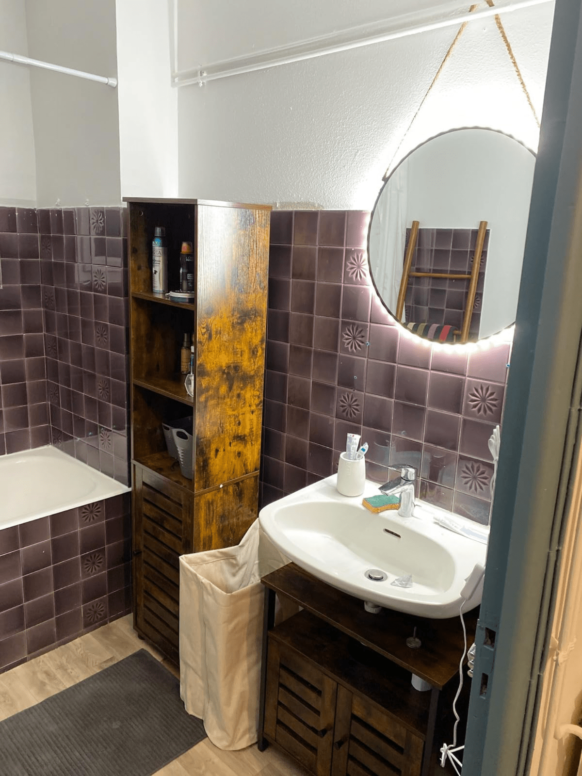 Tall Bathroom Cabinet Storage Unit Rustic Slim Tallboy Cupboard Door Shelves NEW - Home and Garden Furniture Shop - rustic - furniture