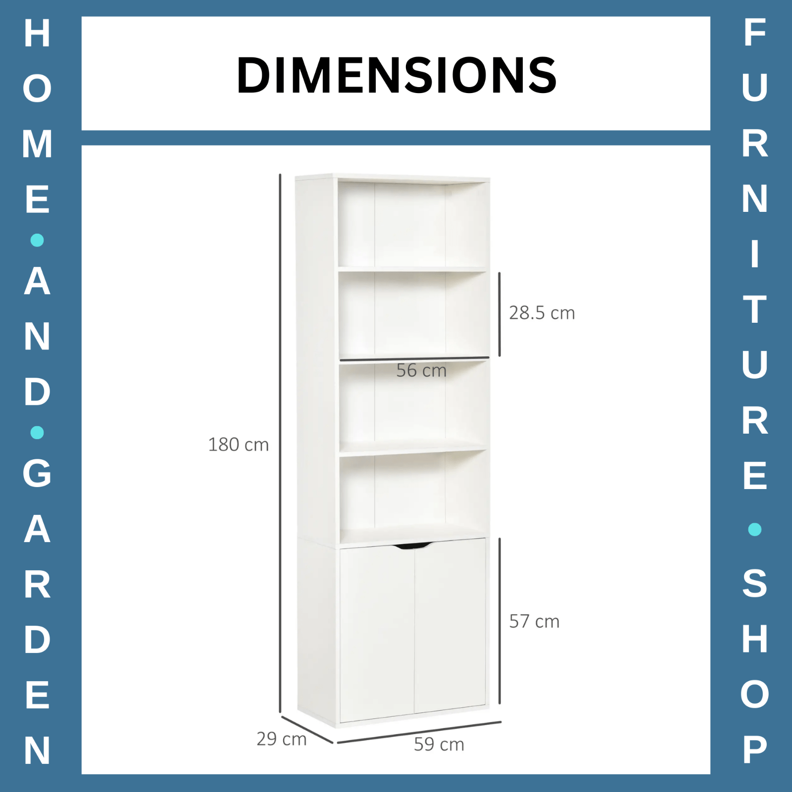 Tall Bookcase Wooden Storage Cabinet Display Unit 6 Tier Bookshelf Doors Shelves - Home and Garden Furniture Shop - rustic - furniture