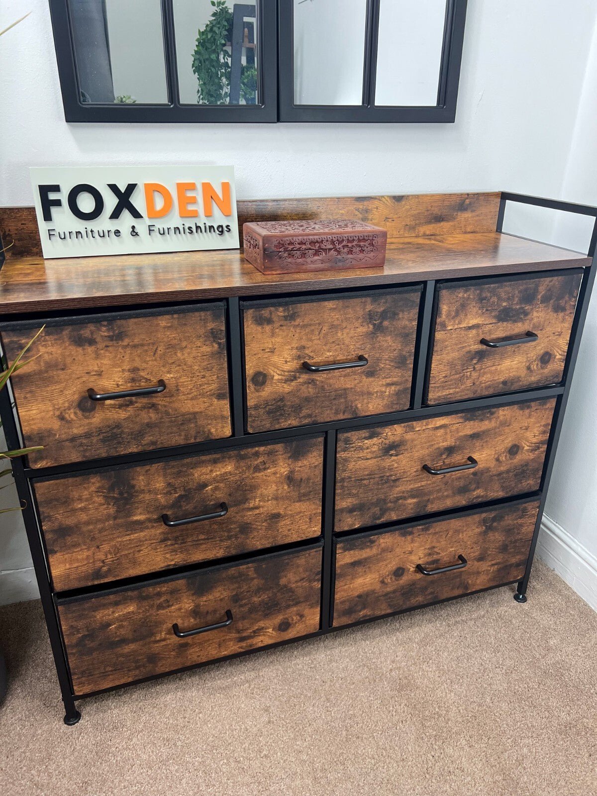 Tall Chest of Drawers Bedroom Cabinet 7 Drawer Fabric Dresser Storage Organiser - Home and Garden Furniture Shop - rustic - furniture