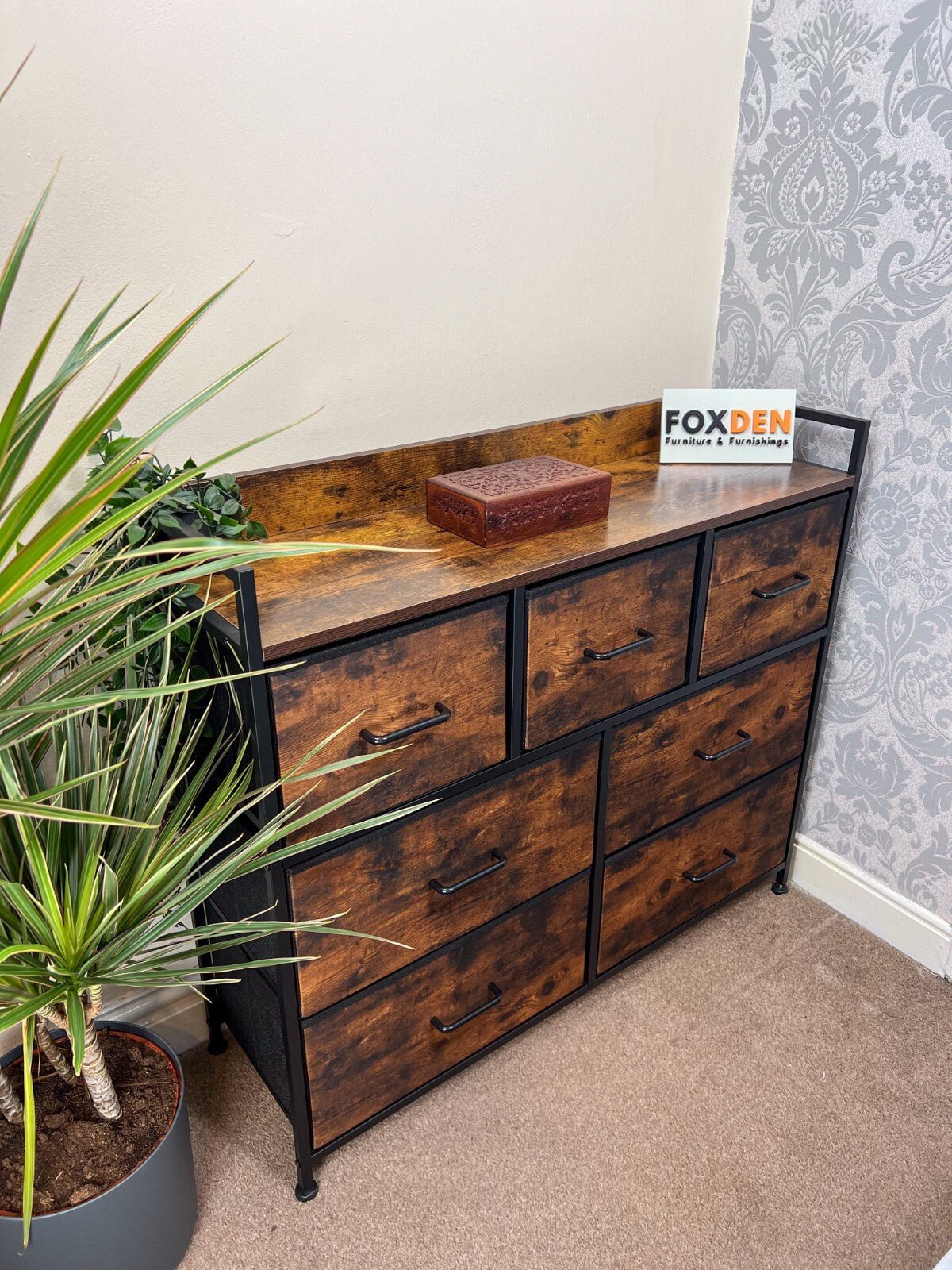 Tall Chest of Drawers Bedroom Cabinet 7 Drawer Fabric Dresser Storage Organiser - Home and Garden Furniture Shop - rustic - furniture