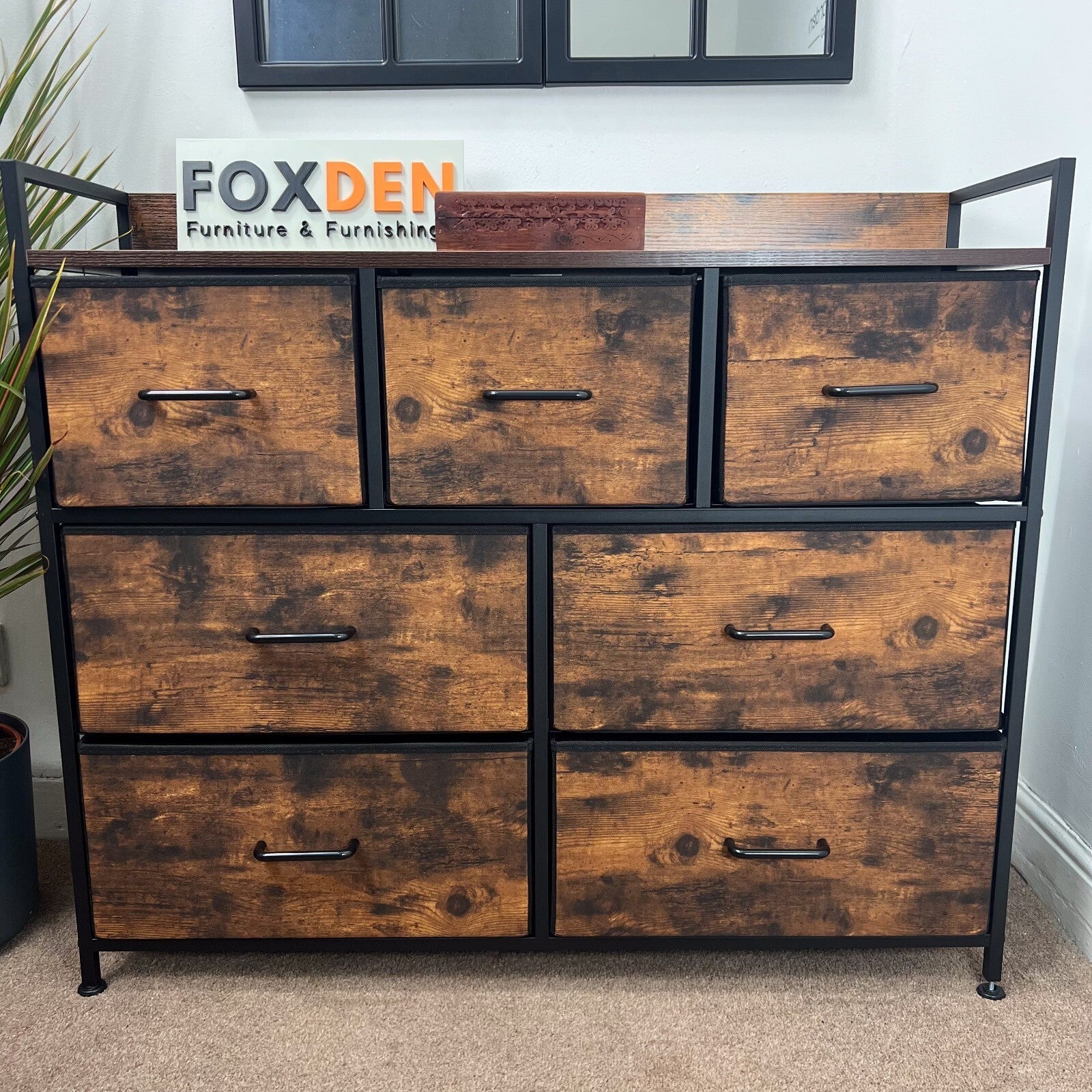 Tall Chest of Drawers Bedroom Cabinet 7 Drawer Fabric Dresser Storage Organiser - Home and Garden Furniture Shop - rustic - furniture