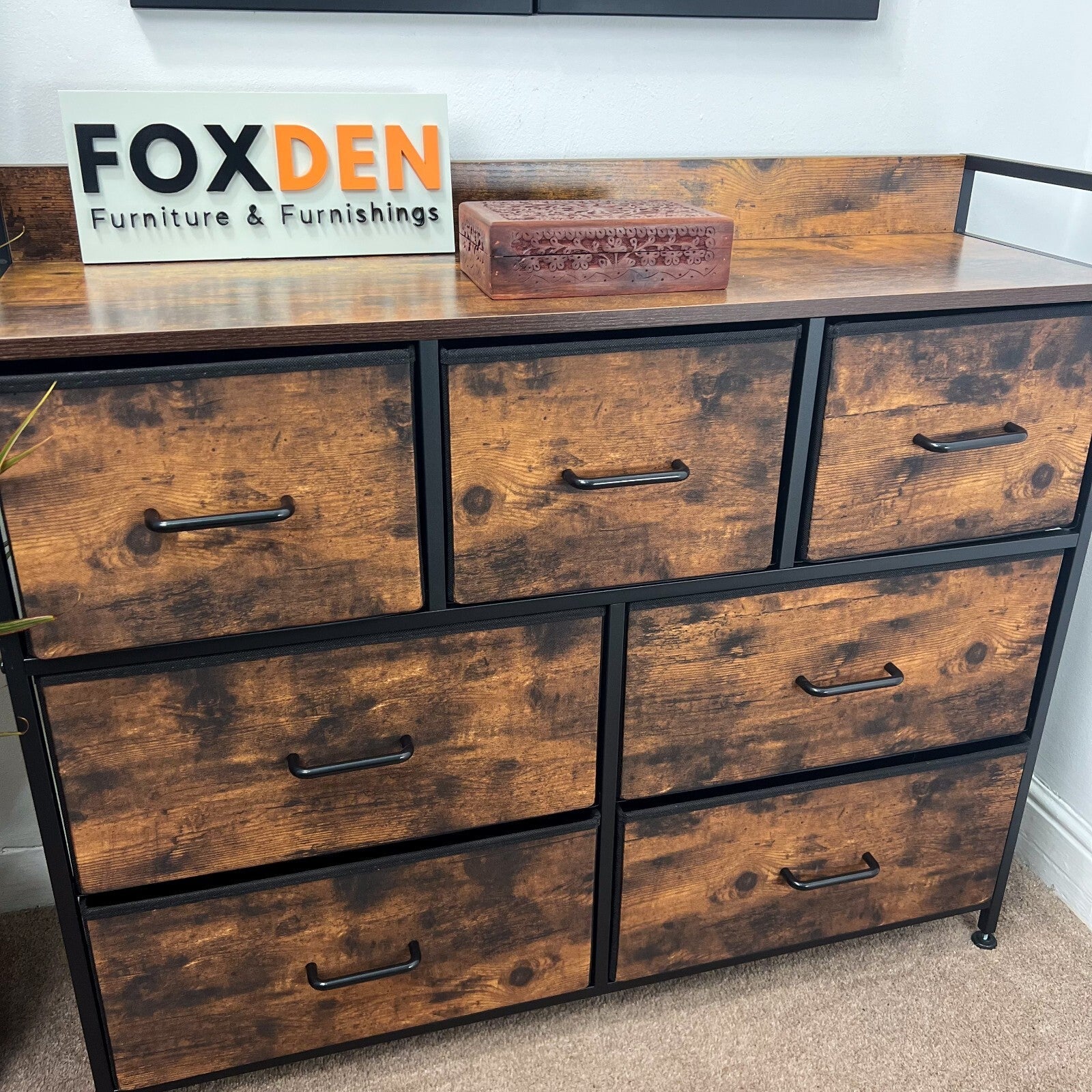 Tall Chest of Drawers Bedroom Cabinet 7 Drawer Fabric Dresser Storage Organiser - Home and Garden Furniture Shop - rustic - furniture