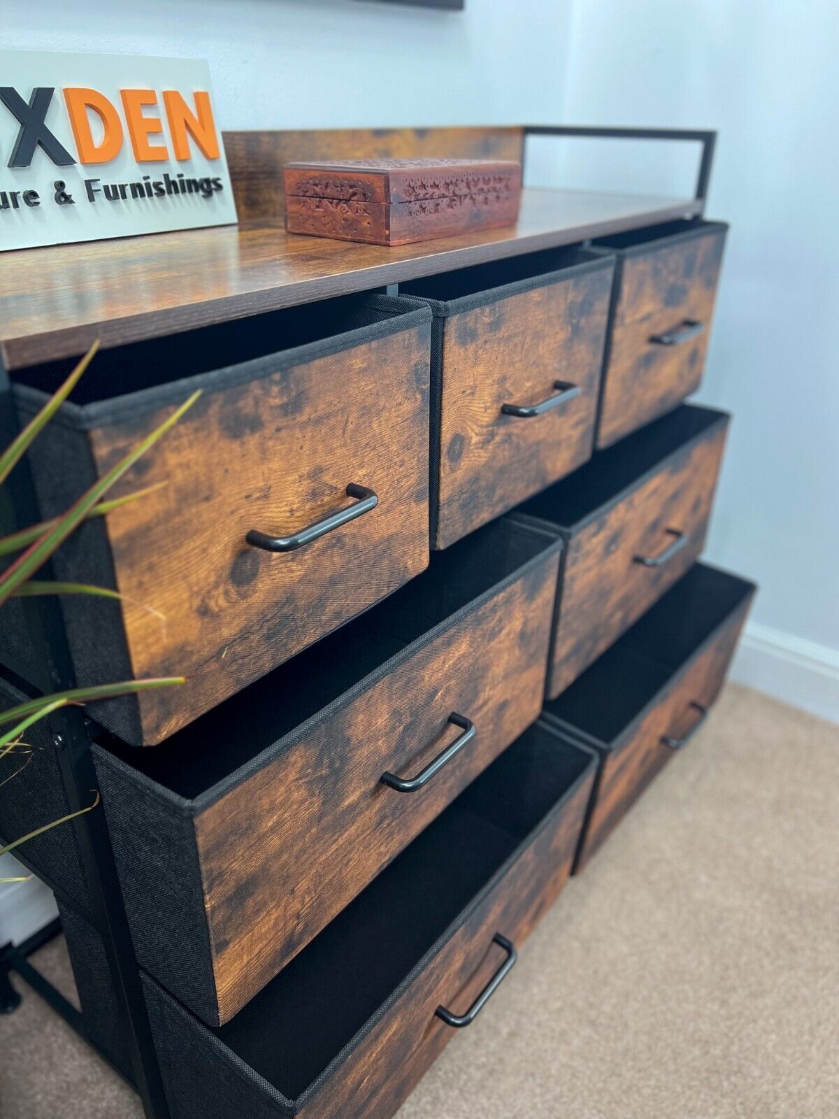 Tall Chest of Drawers Bedroom Cabinet 7 Drawer Fabric Dresser Storage Organiser - Home and Garden Furniture Shop - rustic - furniture