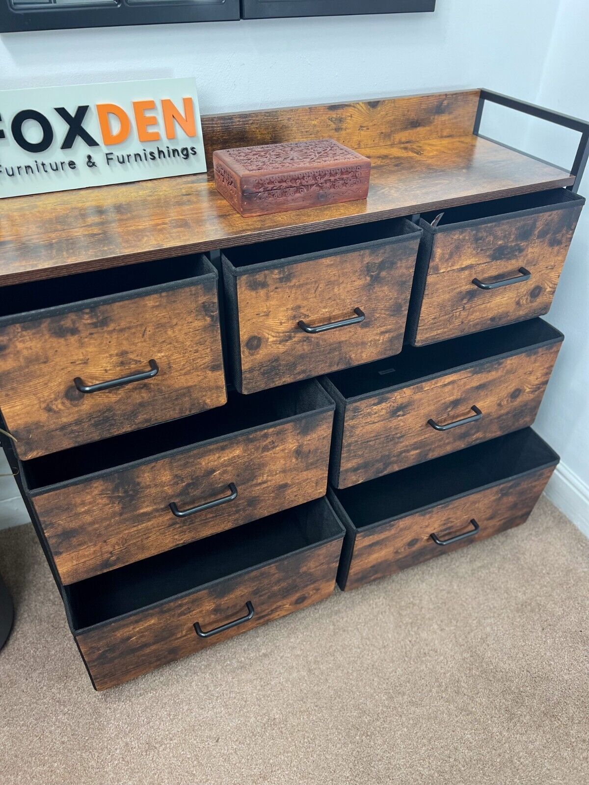 Tall Chest of Drawers Bedroom Cabinet 7 Drawer Fabric Dresser Storage Organiser - Home and Garden Furniture Shop - rustic - furniture