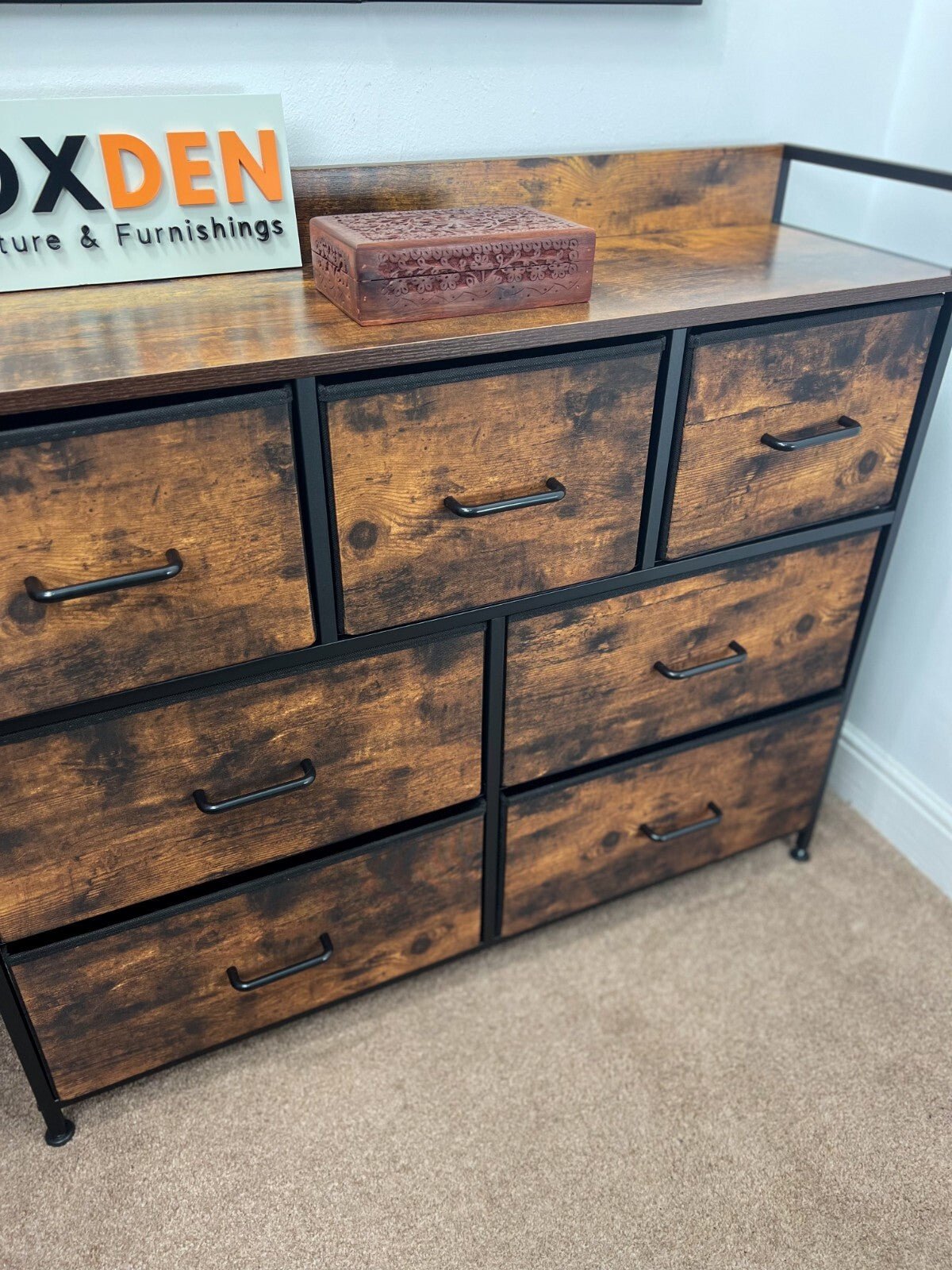Tall Chest of Drawers Bedroom Cabinet 7 Drawer Fabric Dresser Storage Organiser - Home and Garden Furniture Shop - rustic - furniture