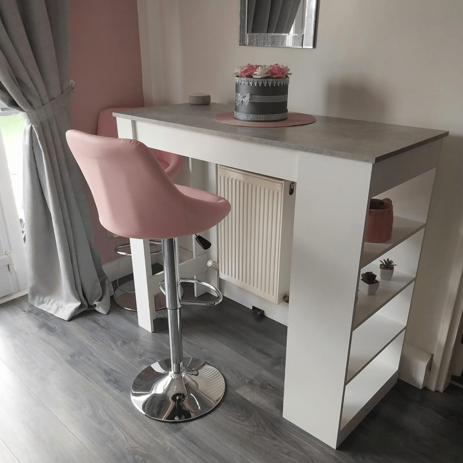 Tall Dining Bar Table 4 Shelves High Kitchen Island Counter Breakfast Table Grey - Home and Garden Furniture Shop - rustic - furniture