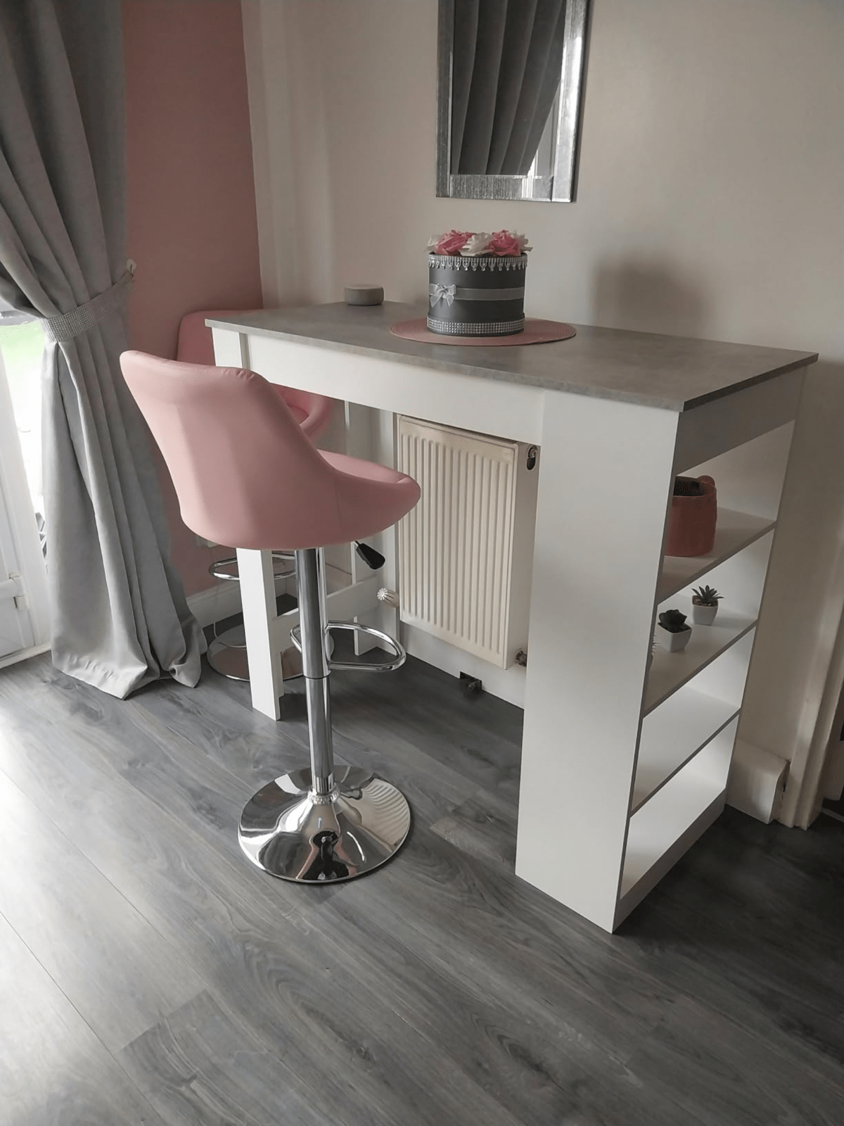 Tall Dining Bar Table 4 Shelves High Kitchen Island Counter Breakfast Table Grey - Home and Garden Furniture Shop - rustic - furniture