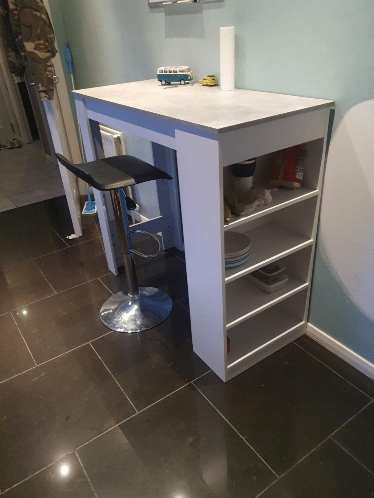 Tall Dining Bar Table 4 Shelves High Kitchen Island Counter Breakfast Table Grey - Home and Garden Furniture Shop - rustic - furniture