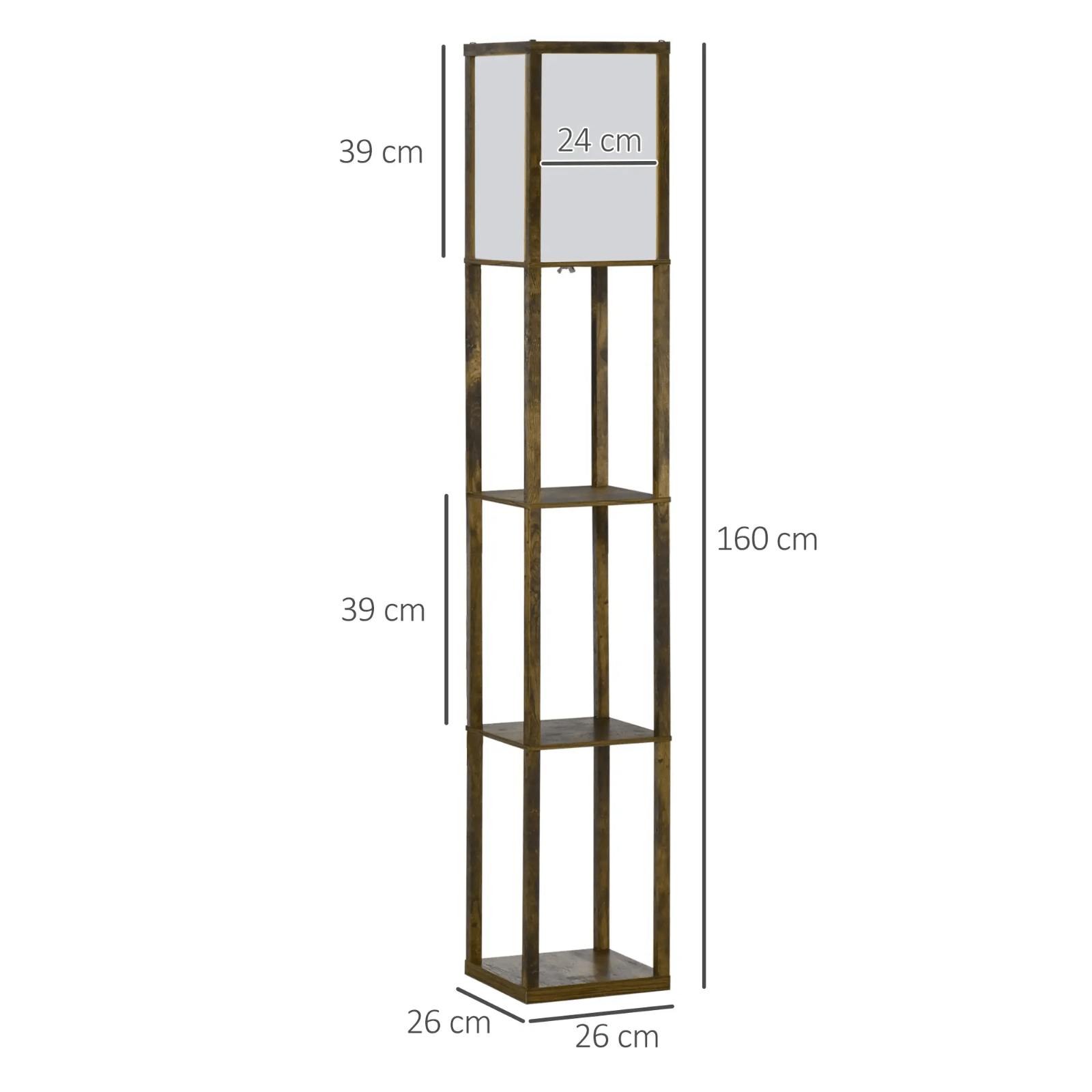 Tall Floor Lamp Rustic Reading Lamp 3 Tier Storage Shelf Home Office Living Room - Home and Garden Furniture Shop - rustic - furniture
