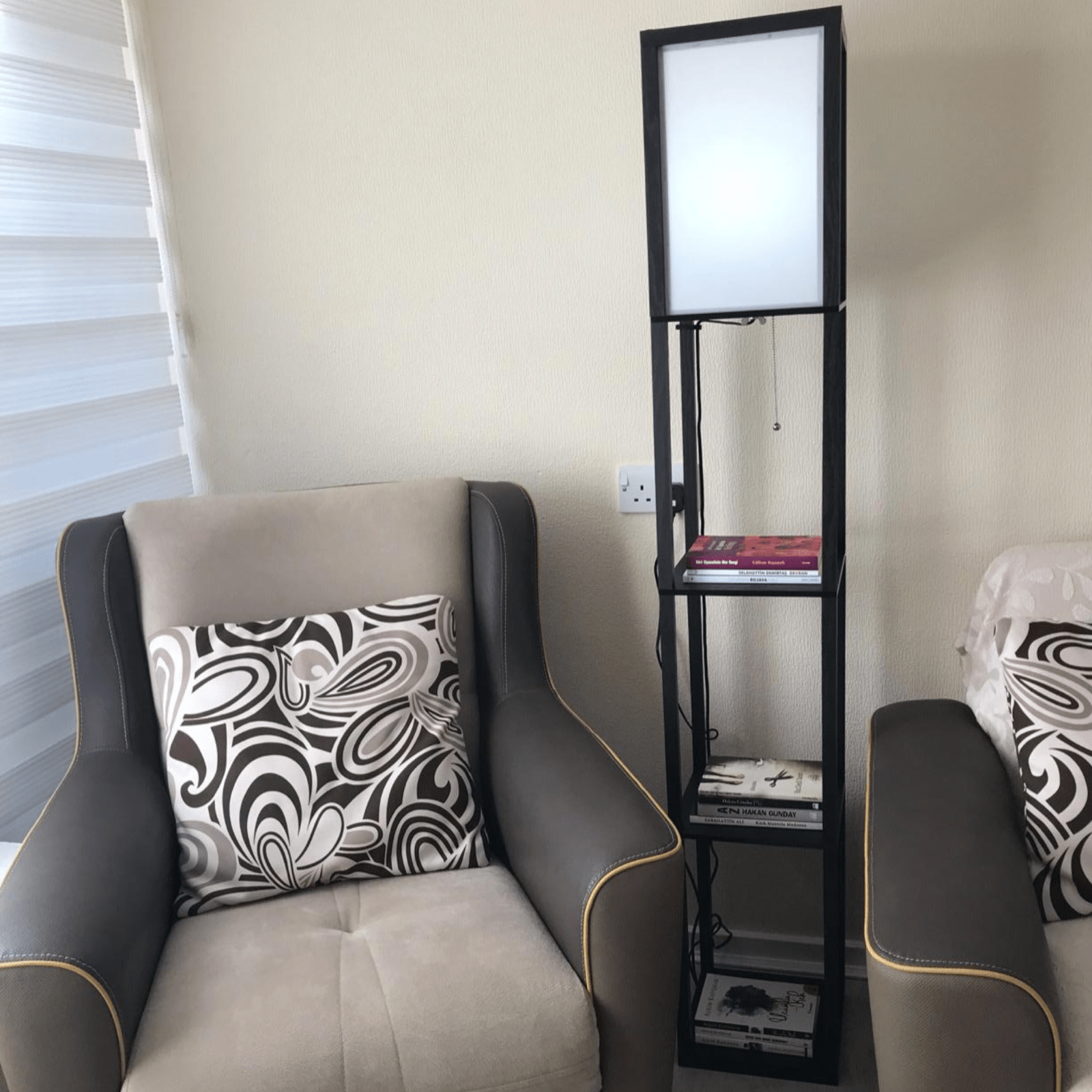 Tall Floor Lamp Rustic Reading Lamp 3 Tier Storage Shelf Home Office Living Room - Home and Garden Furniture Shop - rustic - furniture