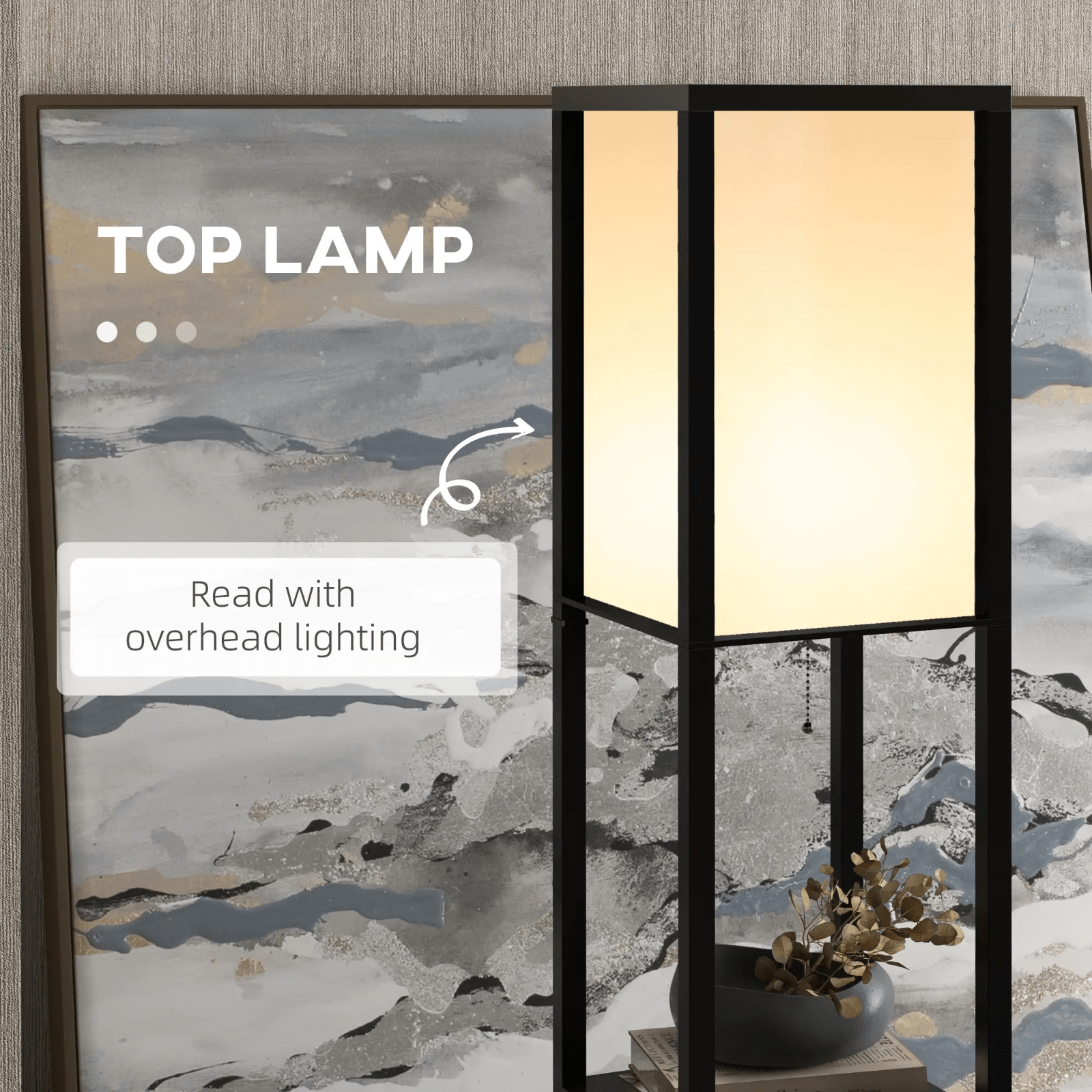 Tall Floor Lamp Rustic Reading Lamp 3 Tier Storage Shelf Home Office Living Room - Home and Garden Furniture Shop - rustic - furniture