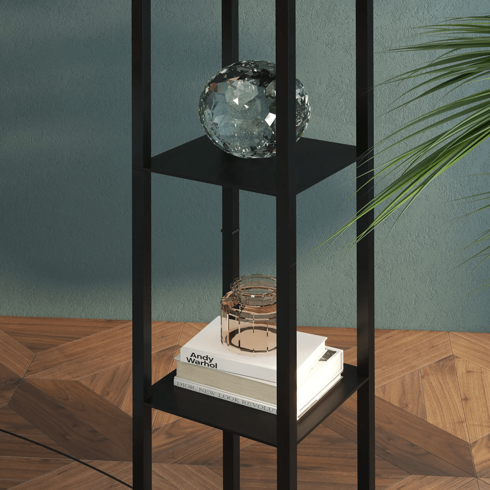 Tall Floor Lamp Rustic Reading Lamp 3 Tier Storage Shelf Home Office Living Room - Home and Garden Furniture Shop - rustic - furniture