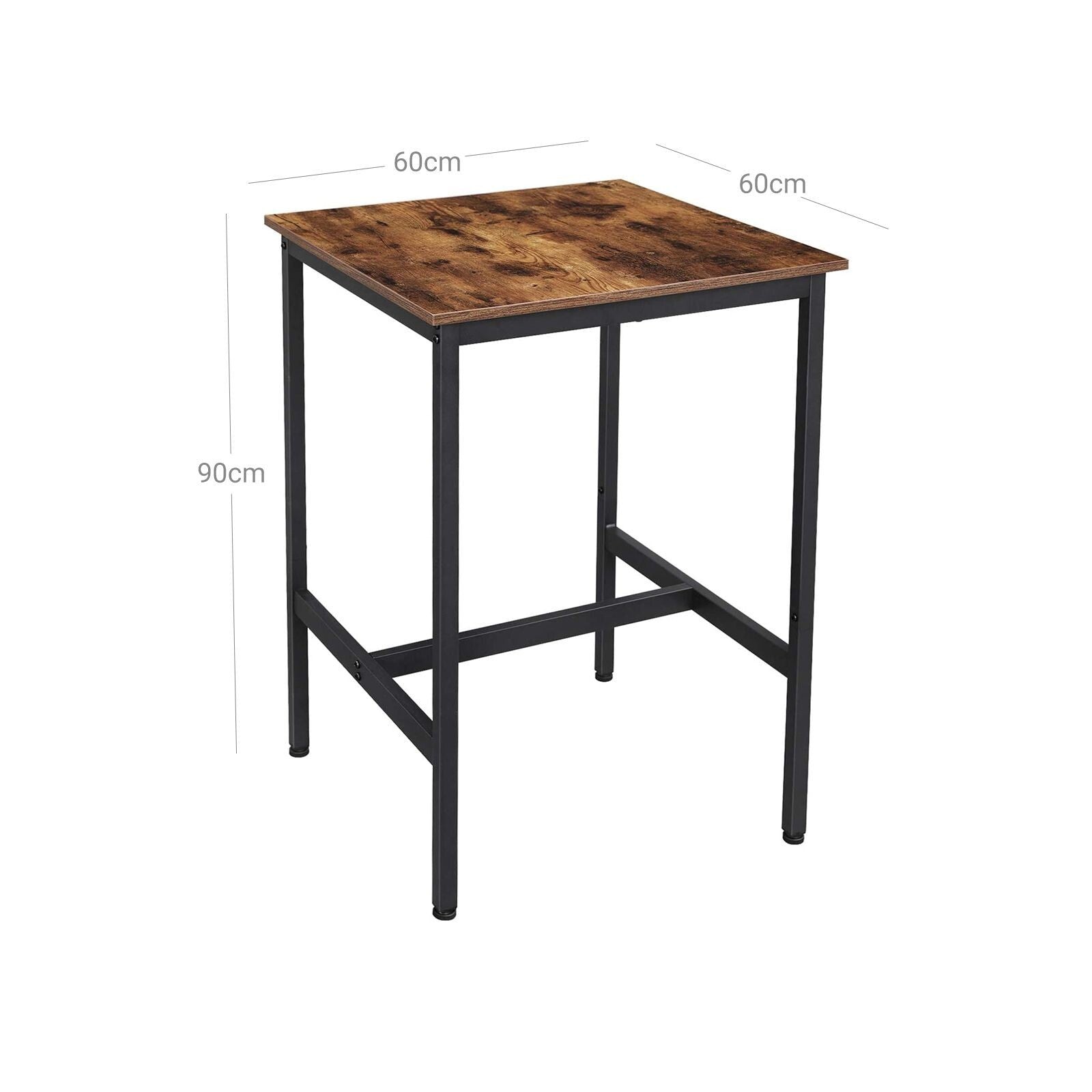 Tall Industrial Bar Table Square Breakfast Kitchen Table Rustic Brown Metal Legs - Home and Garden Furniture Shop - rustic - furniture
