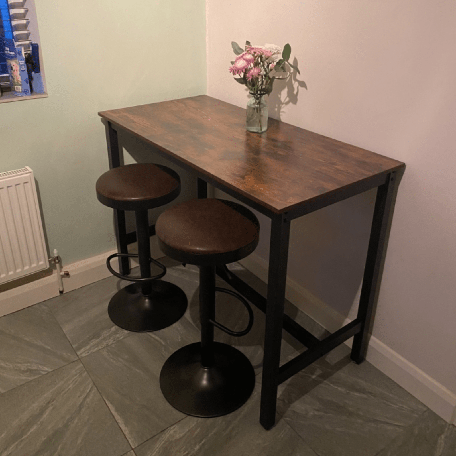 Tall Industrial Bar Table Vintage Kitchen Breakfast Rustic Metal Narrow Dining - Home and Garden Furniture Shop - rustic - furniture