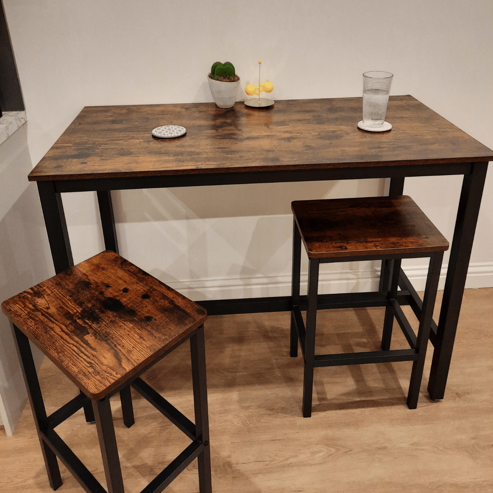 Tall Industrial Bar Table Vintage Kitchen Breakfast Rustic Metal Narrow Dining - Home and Garden Furniture Shop - rustic - furniture