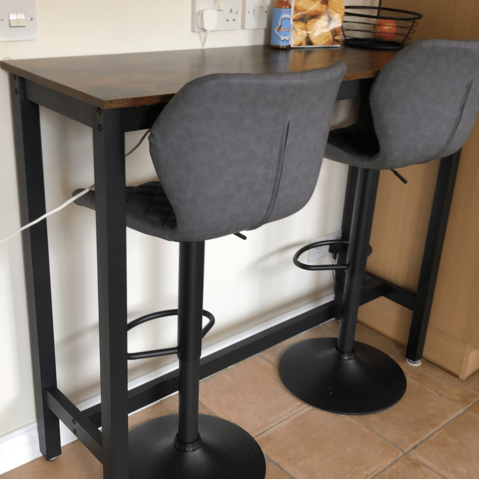 Tall Industrial Bar Table Vintage Kitchen Breakfast Rustic Metal Narrow Dining - Home and Garden Furniture Shop - rustic - furniture