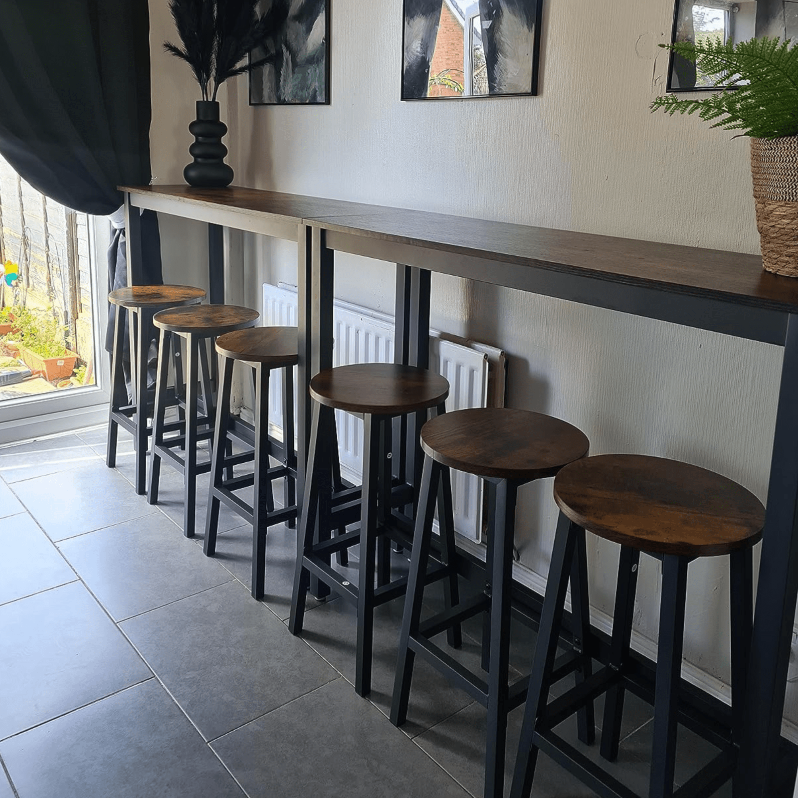 Tall Industrial Bar Table Vintage Kitchen Breakfast Rustic Metal Narrow Dining - Home and Garden Furniture Shop - rustic - furniture