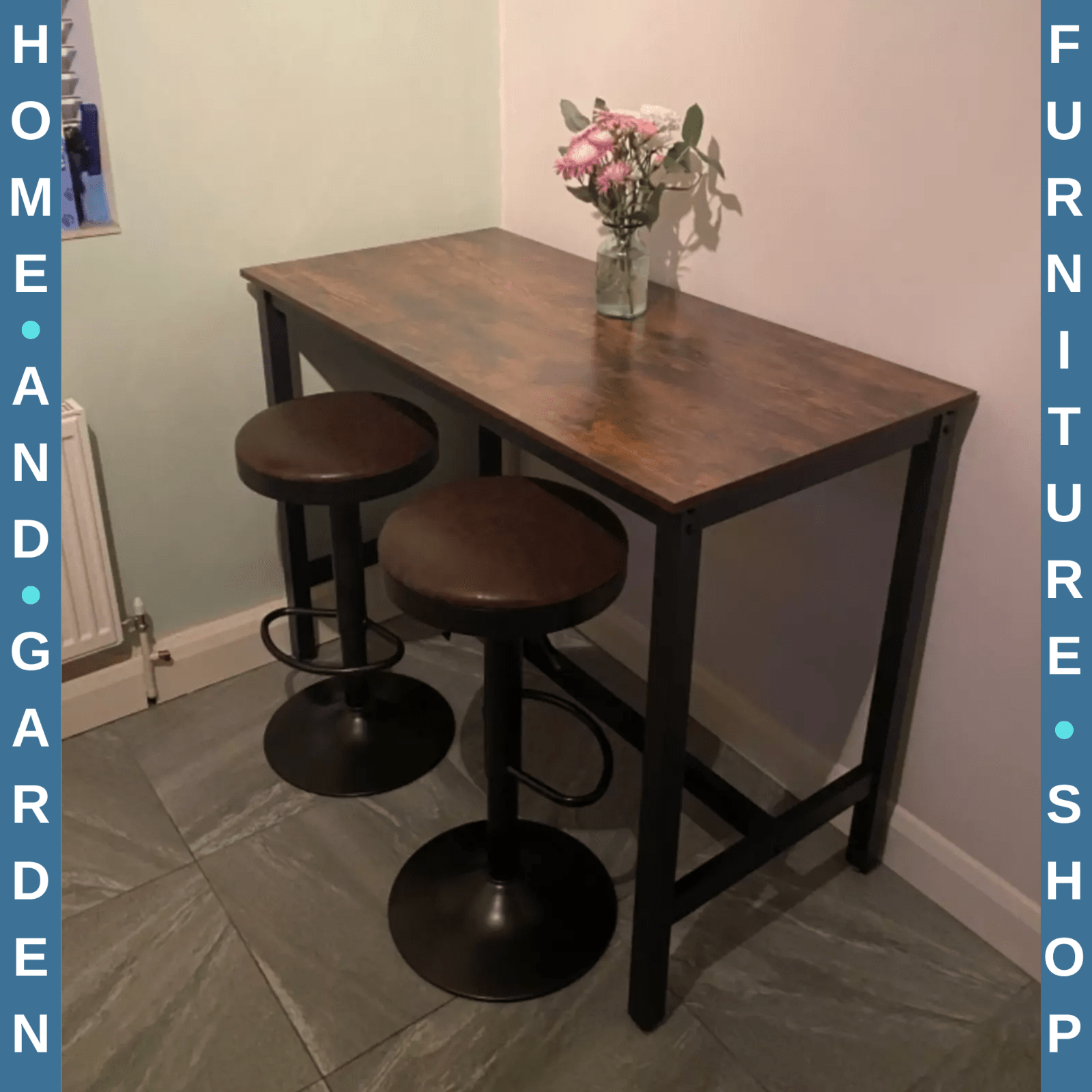 Tall Industrial Bar Table Vintage Kitchen Breakfast Rustic Metal Narrow Dining - Home and Garden Furniture Shop - rustic - furniture