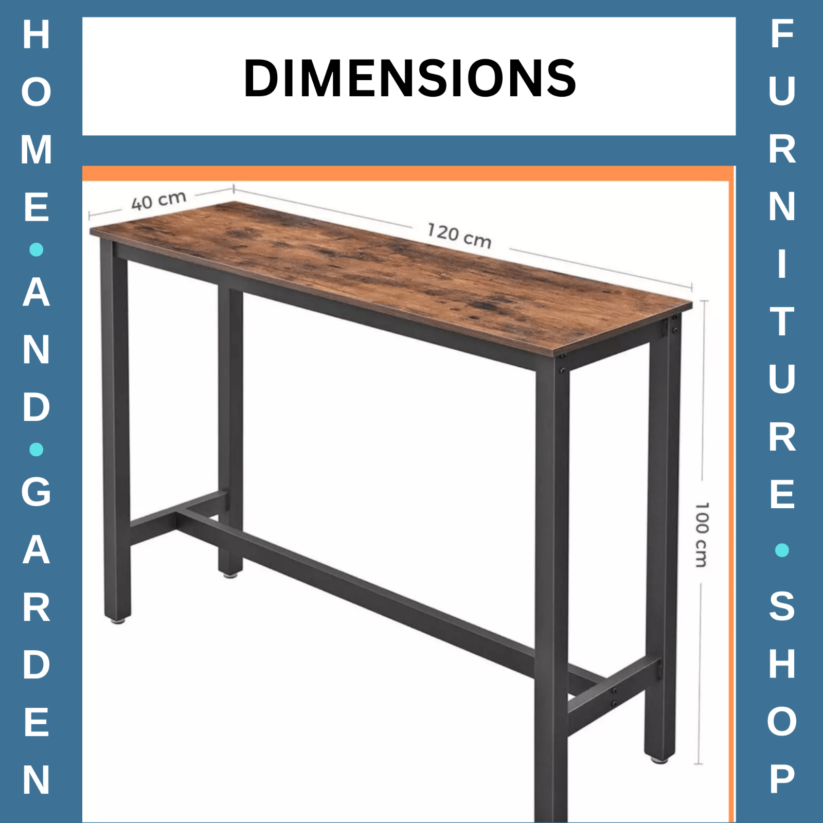 Tall Industrial Bar Table Vintage Kitchen Breakfast Rustic Metal Narrow Dining - Home and Garden Furniture Shop - rustic - furniture