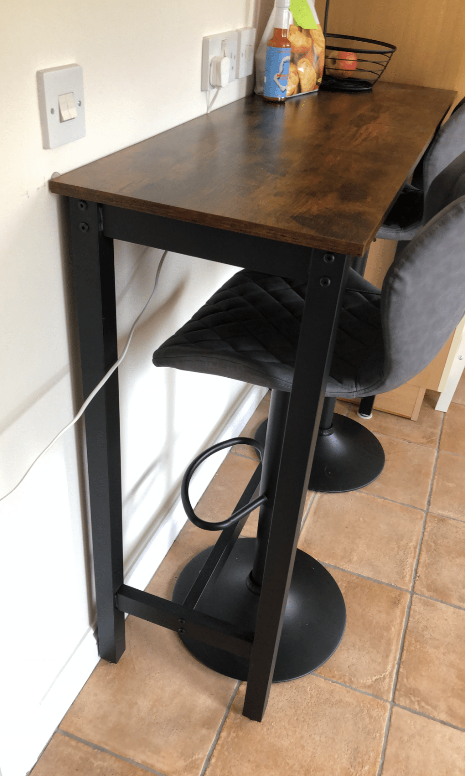 Tall Industrial Bar Table Vintage Kitchen Breakfast Rustic Metal Narrow Dining - Home and Garden Furniture Shop - rustic - furniture