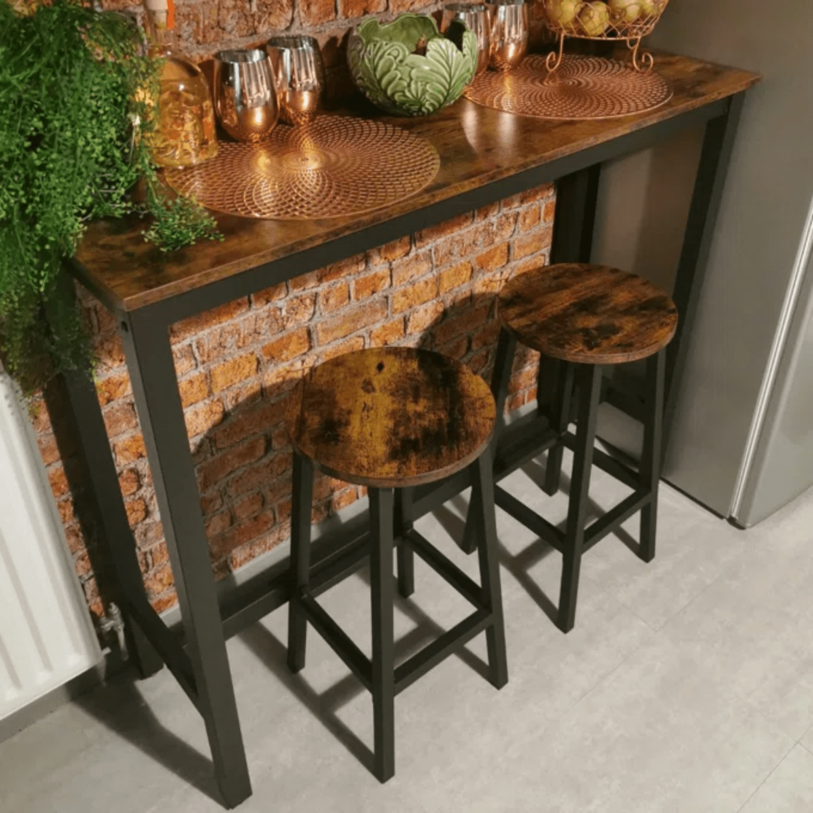 Tall Industrial Bar Table Vintage Kitchen Breakfast Rustic Metal Narrow Dining - Home and Garden Furniture Shop - rustic - furniture