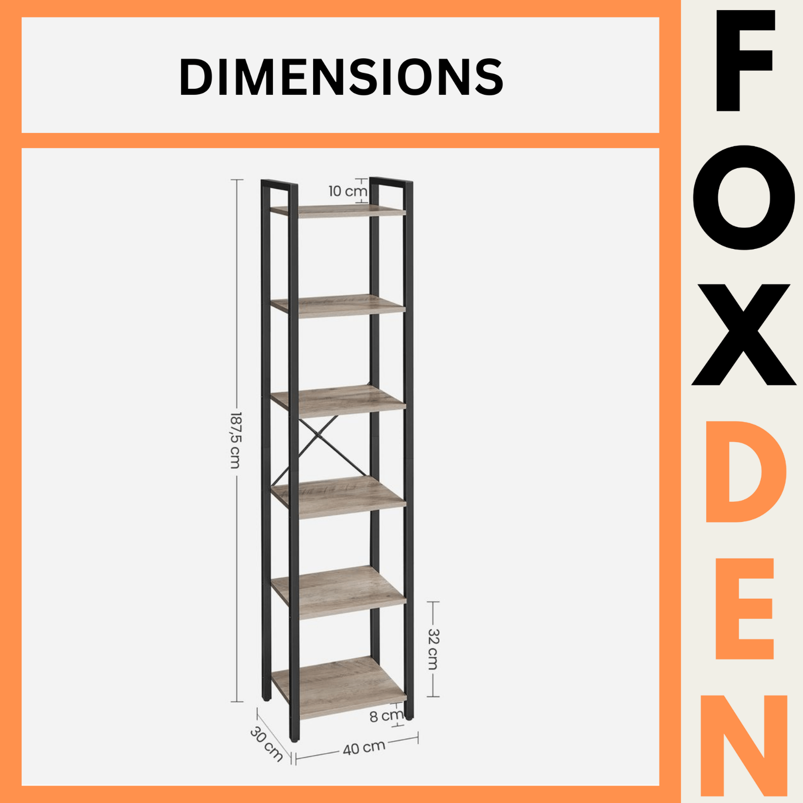 Tall Industrial Bookcase Narrow Vintage Display Unit Rustic Slim Storage Shelves - Home and Garden Furniture Shop - rustic - furniture