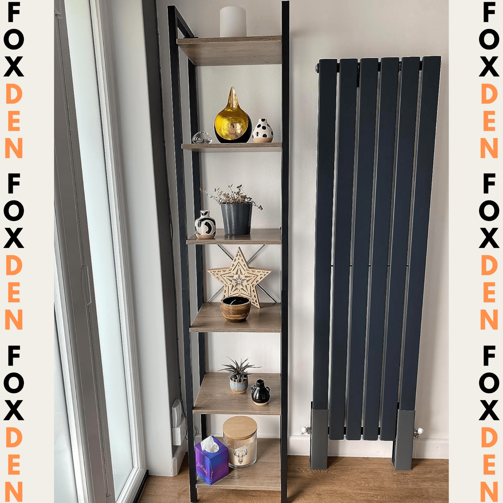 Tall Industrial Bookcase Narrow Vintage Display Unit Rustic Slim Storage Shelves - Home and Garden Furniture Shop - rustic - furniture