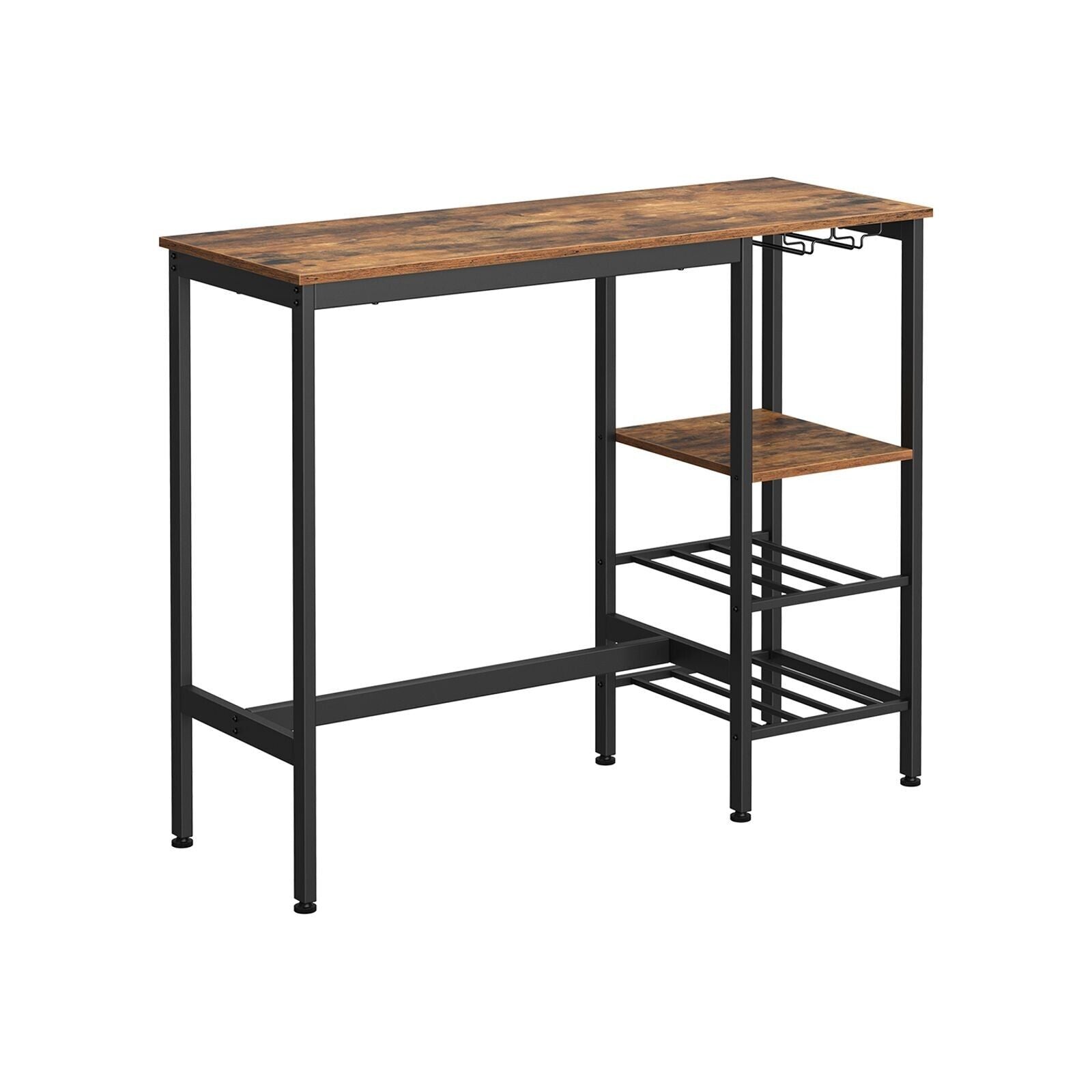 Tall Industrial Breakfast Bar Narrow Kitchen Dining Table Rustic Metal Wine Rack - Home and Garden Furniture Shop - #rustic - furniture#