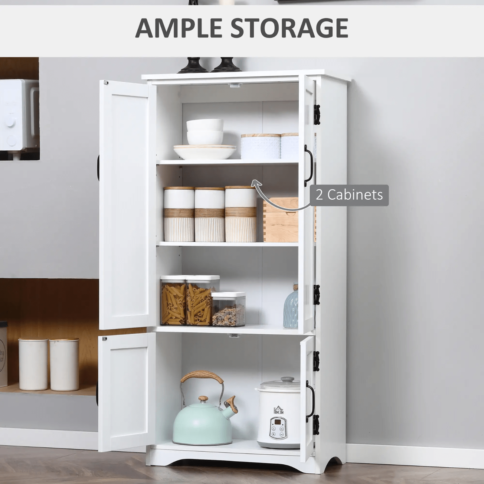 Tall Kitchen Larder Cupboard Pantry Storage Cabinet Freestanding Unit with Doors - Home and Garden Furniture Shop - #rustic - furniture#