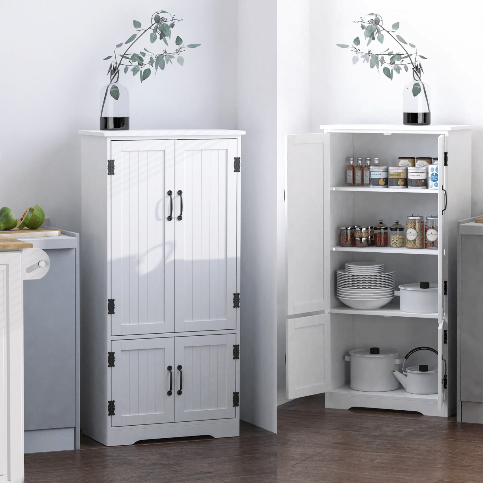 Tall Kitchen Larder Cupboard Pantry Storage Cabinet Freestanding Unit with Doors - Home and Garden Furniture Shop - rustic - furniture