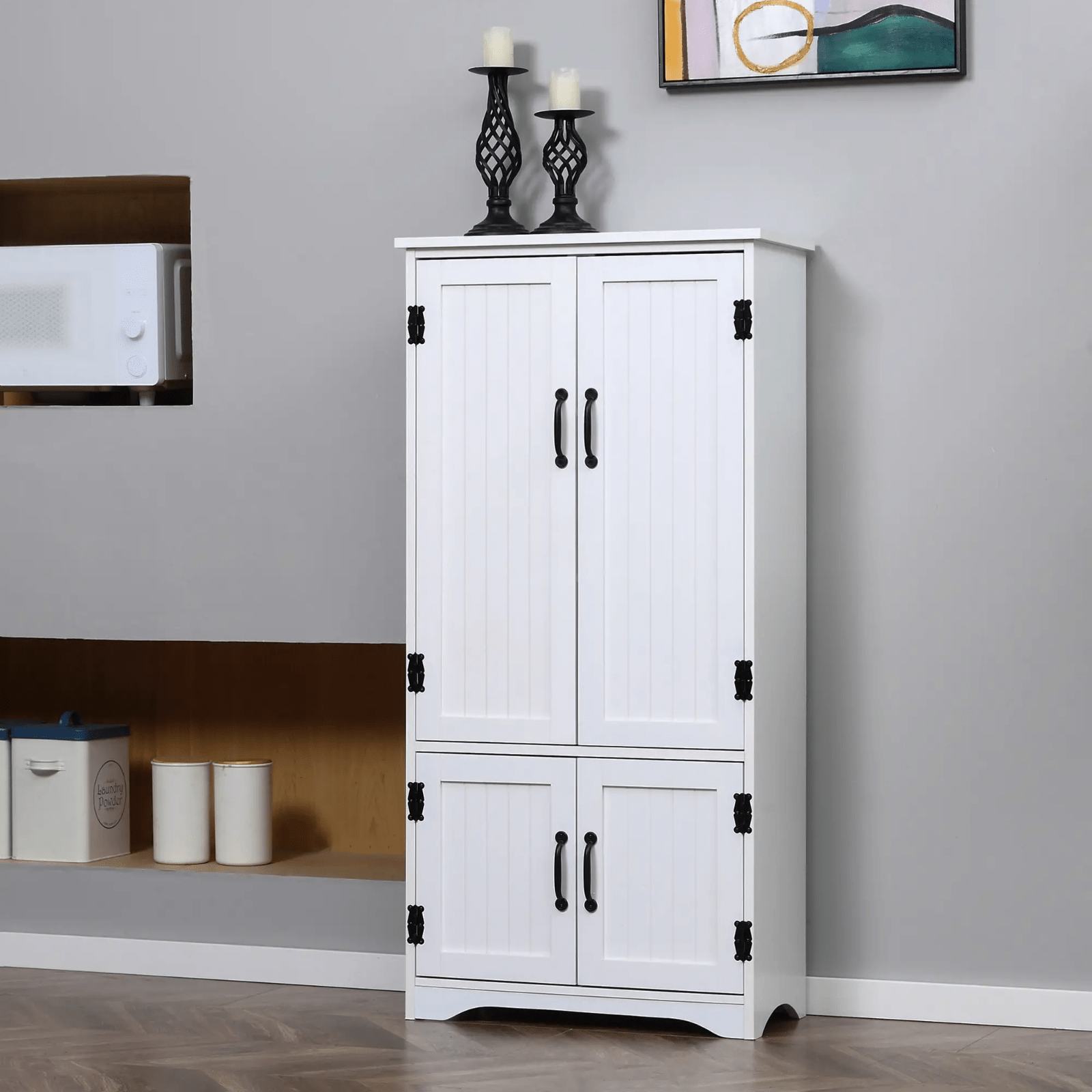 Tall Kitchen Larder Cupboard Pantry Storage Cabinet Freestanding Unit with Doors - Home and Garden Furniture Shop - #rustic - furniture#