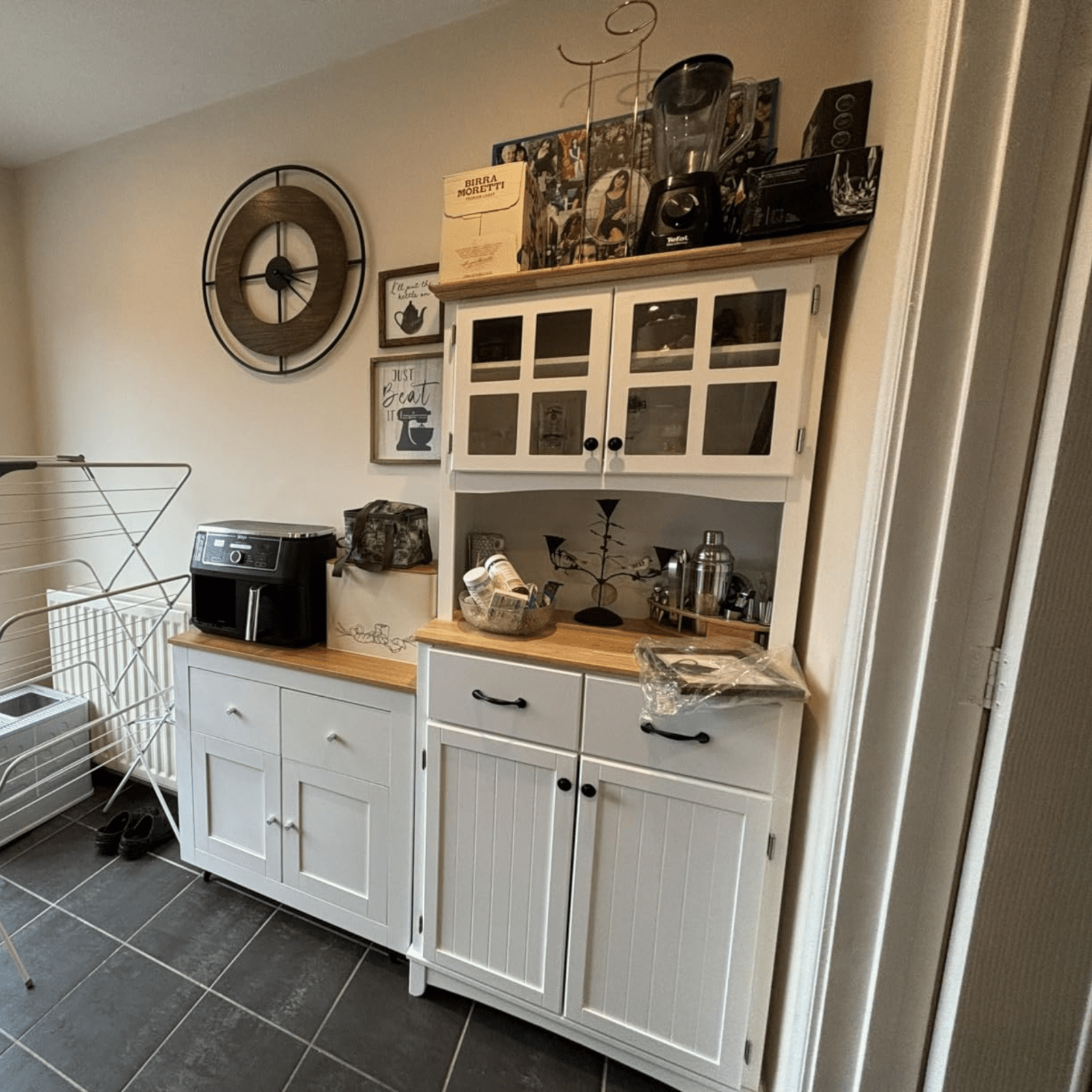 Tall Kitchen Pantry Cupboard Microwave Stand Larder Storage China Cabinet Drawer - Home and Garden Furniture Shop - rustic - furniture