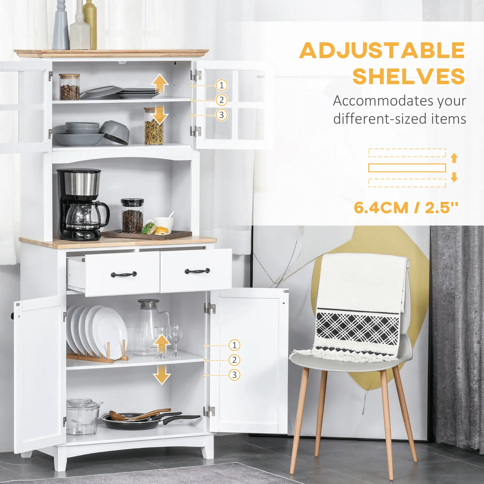 Tall Kitchen Pantry Cupboard Microwave Stand Larder Storage China Cabinet Drawer - Home and Garden Furniture Shop - rustic - furniture
