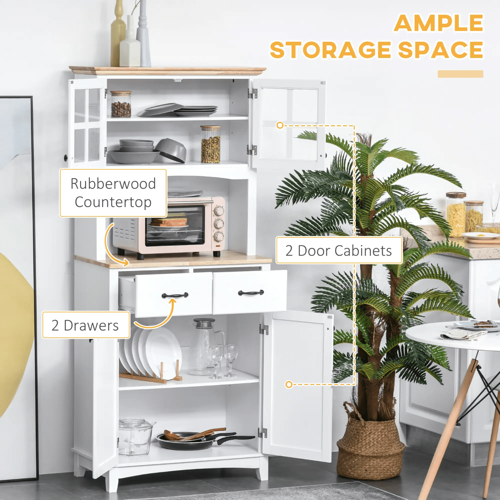 Tall Kitchen Pantry Cupboard Microwave Stand Larder Storage China Cabinet Drawer - Home and Garden Furniture Shop - rustic - furniture