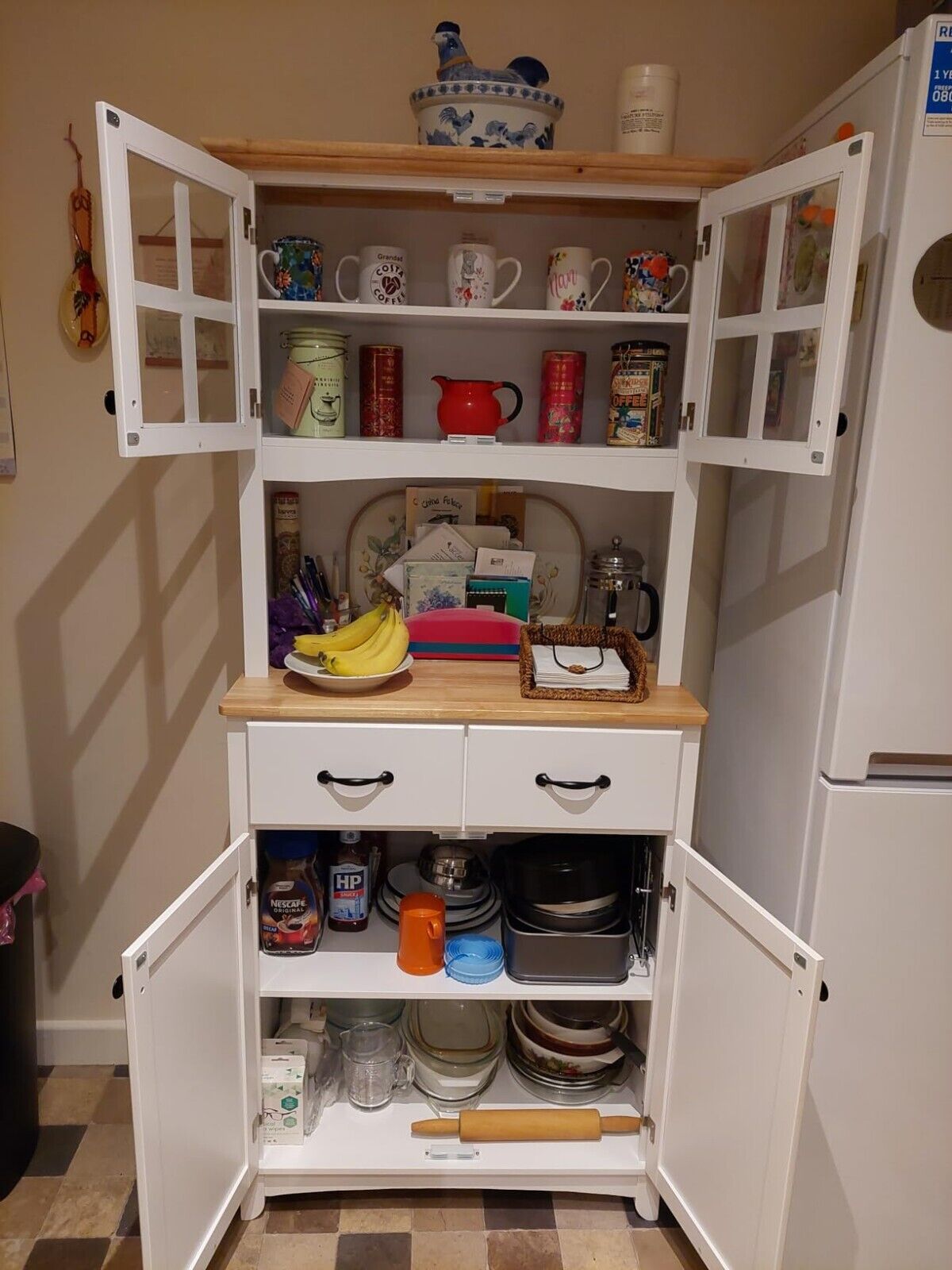 Tall Kitchen Pantry Cupboard Microwave Stand Larder Storage China Cabinet Drawer - Home and Garden Furniture Shop - rustic - furniture