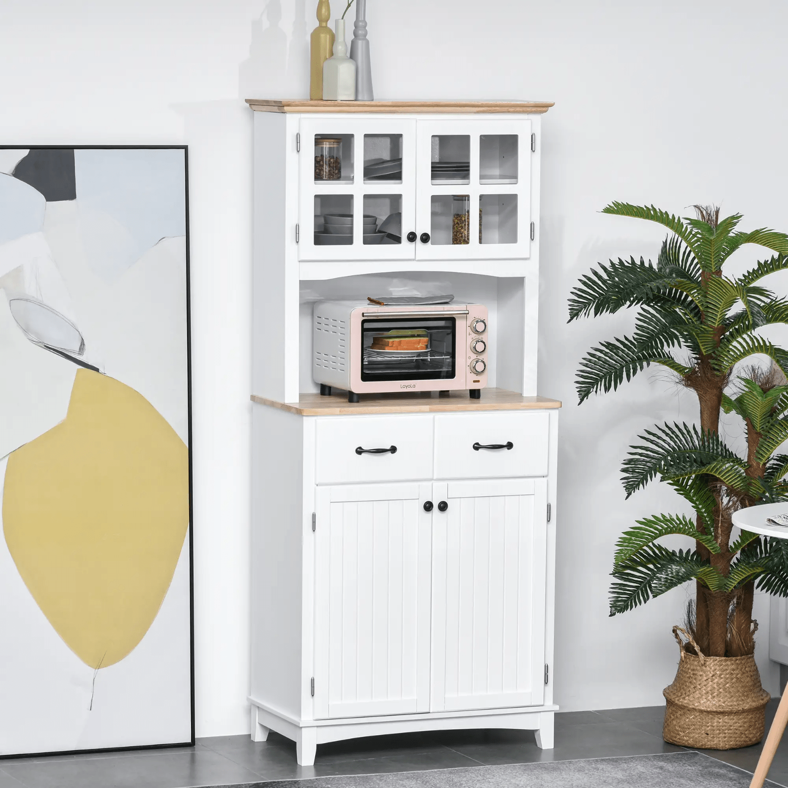 Tall Kitchen Pantry Cupboard Microwave Stand Larder Storage China Cabinet Drawer - Home and Garden Furniture Shop - rustic - furniture