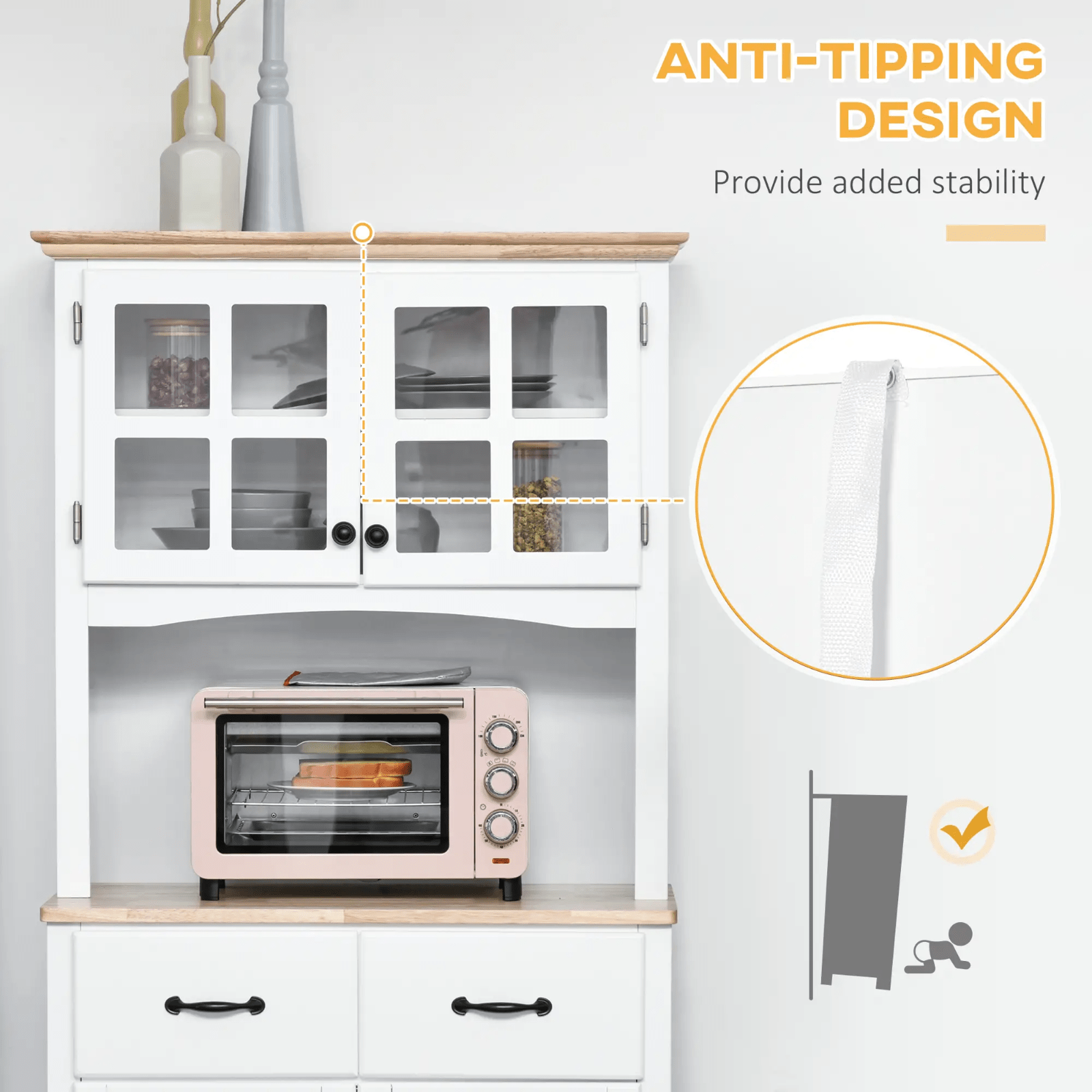 Tall Kitchen Pantry Cupboard Microwave Stand Larder Storage China Cabinet Drawer - Home and Garden Furniture Shop - rustic - furniture