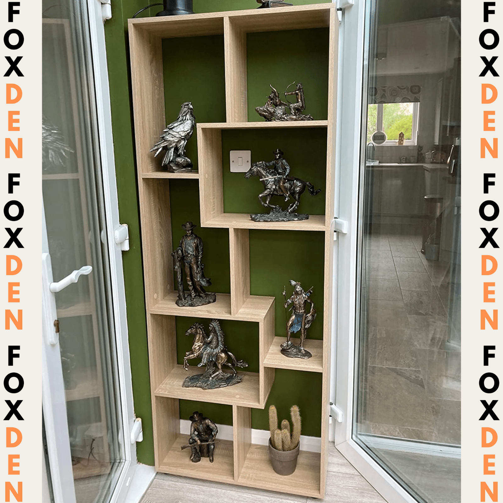 Tall Oak Wooden Bookcase Modern Room Divider Display Storage Cube Shelving Unit - Home and Garden Furniture Shop - rustic - furniture