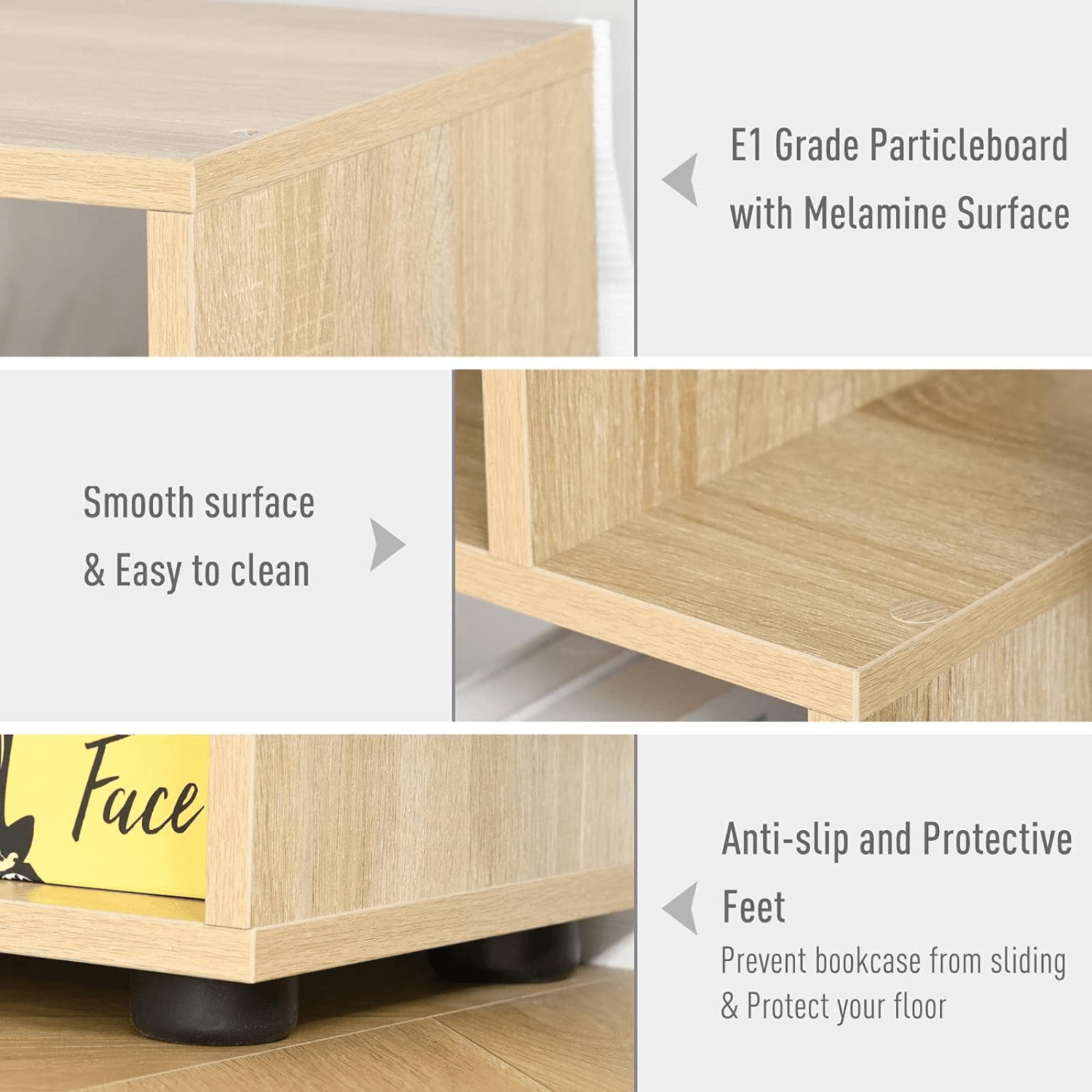 Tall Oak Wooden Bookcase Modern Room Divider Display Storage Cube Shelving Unit - Home and Garden Furniture Shop - rustic - furniture