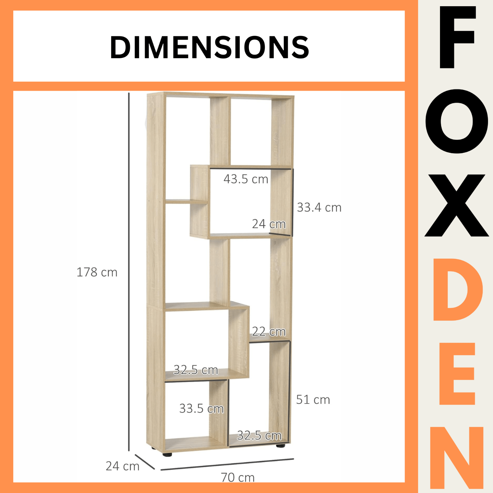 Tall Oak Wooden Bookcase Modern Room Divider Display Storage Cube Shelving Unit - Home and Garden Furniture Shop - rustic - furniture