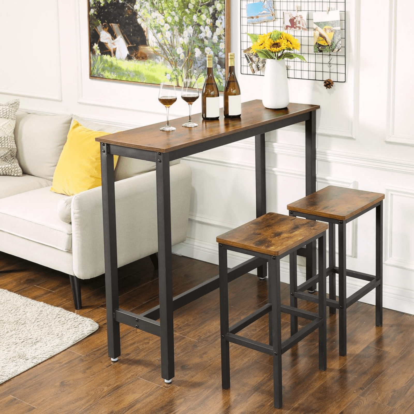 Tall Rustic Bar Table Breakfast Narrow Kitchen Bar Dining Room Furniture Vintage - Home and Garden Furniture Shop - #rustic - furniture#