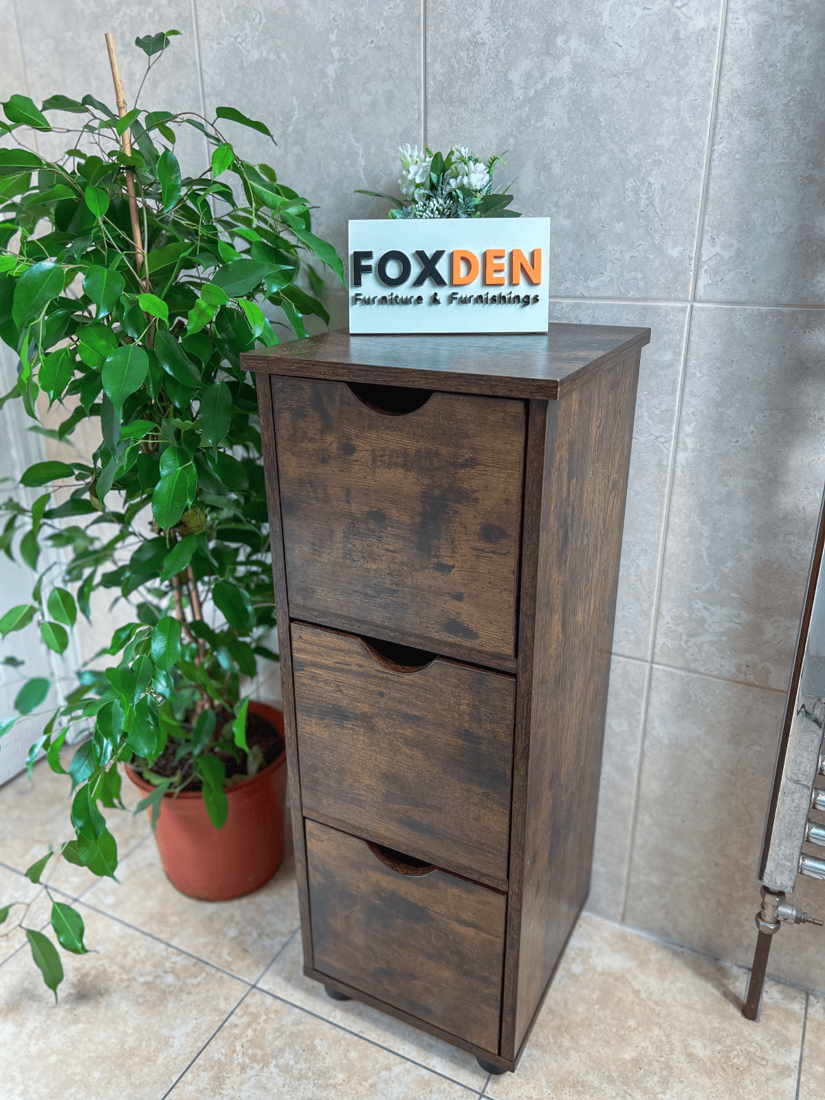 Tall Slim Cabinet Narrow Shoe Bathroom Bedroom Cupboard Side Table Bedside Unit - Home and Garden Furniture Shop - rustic - furniture