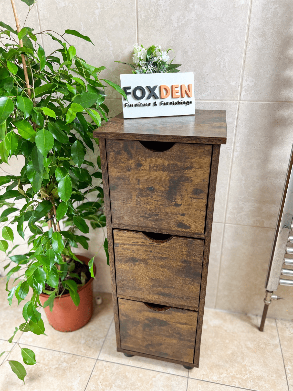 Tall Slim Cabinet Narrow Shoe Bathroom Bedroom Cupboard Side Table Bedside Unit - Home and Garden Furniture Shop - rustic - furniture