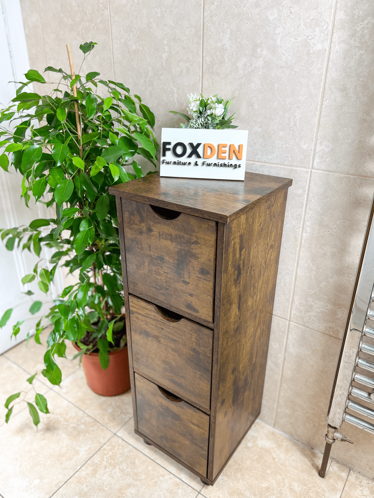 Tall Slim Cabinet Narrow Shoe Bathroom Bedroom Cupboard Side Table Bedside Unit - Home and Garden Furniture Shop - rustic - furniture