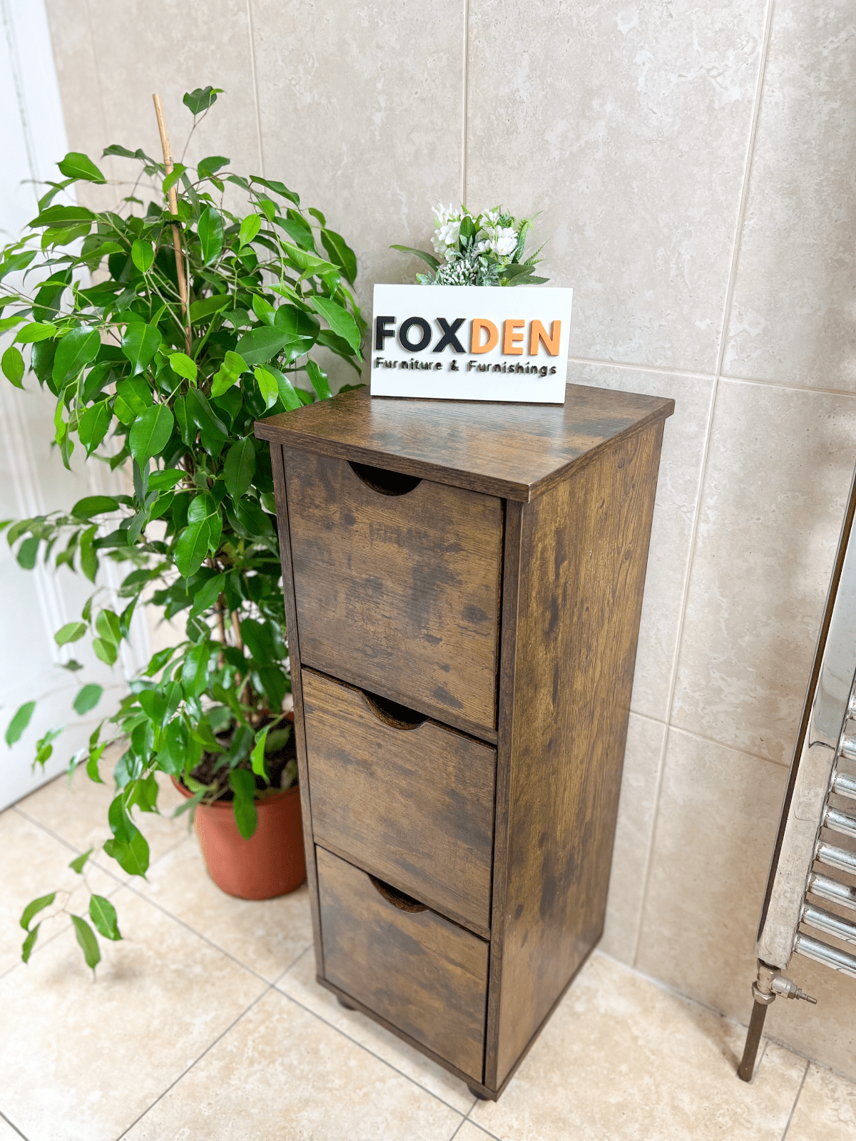 Tall Slim Cabinet Narrow Shoe Bathroom Bedroom Cupboard Side Table Bedside Unit - Home and Garden Furniture Shop - rustic - furniture