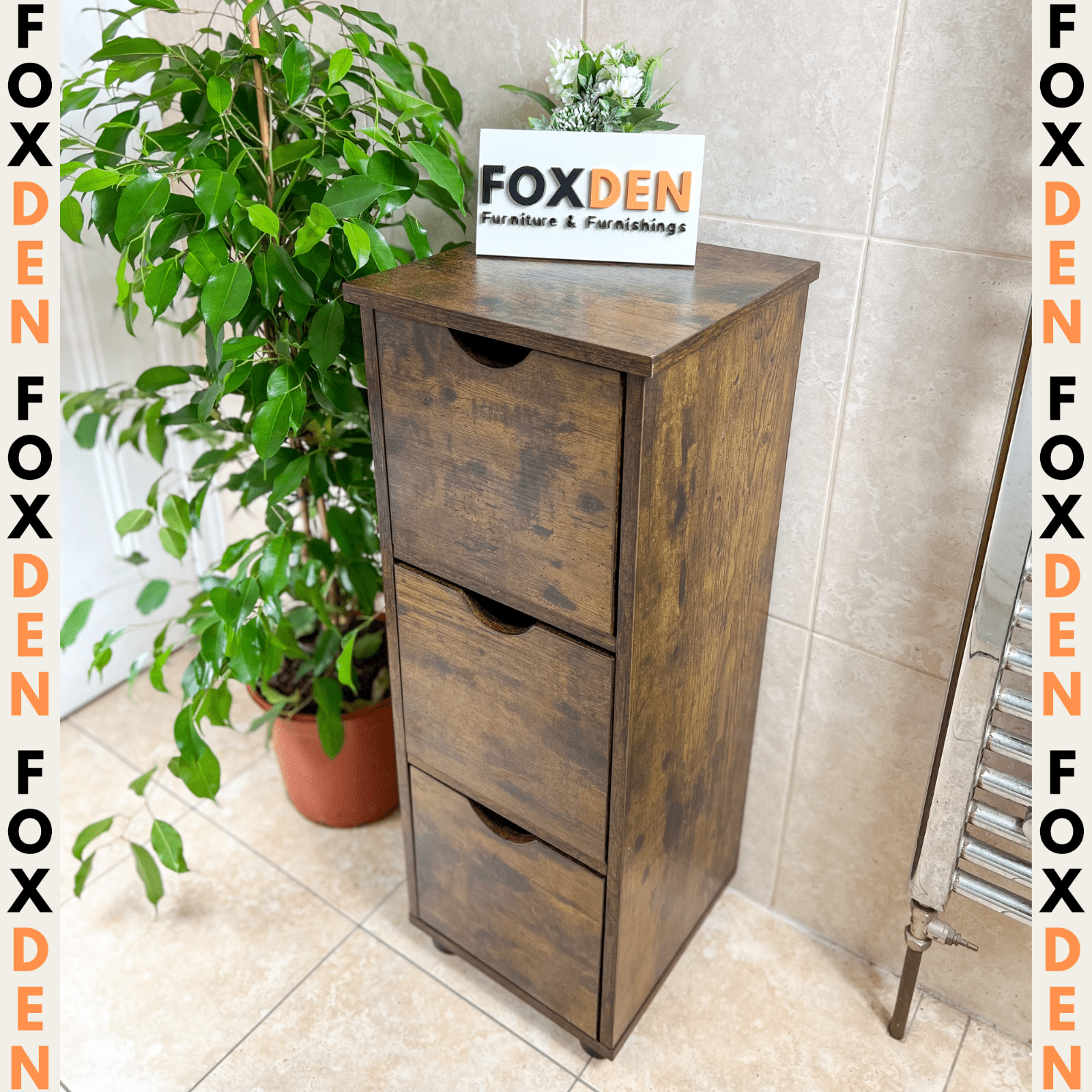 Tall Slim Cabinet Narrow Shoe Bathroom Bedroom Cupboard Side Table Bedside Unit - Home and Garden Furniture Shop - rustic - furniture