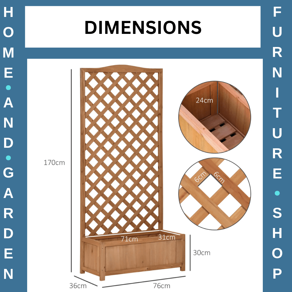 Tall Wooden Garden Planter with Trellis Climbing Frame Raised Bed Outdoor Flower - Home and Garden Furniture Shop - rustic - furniture